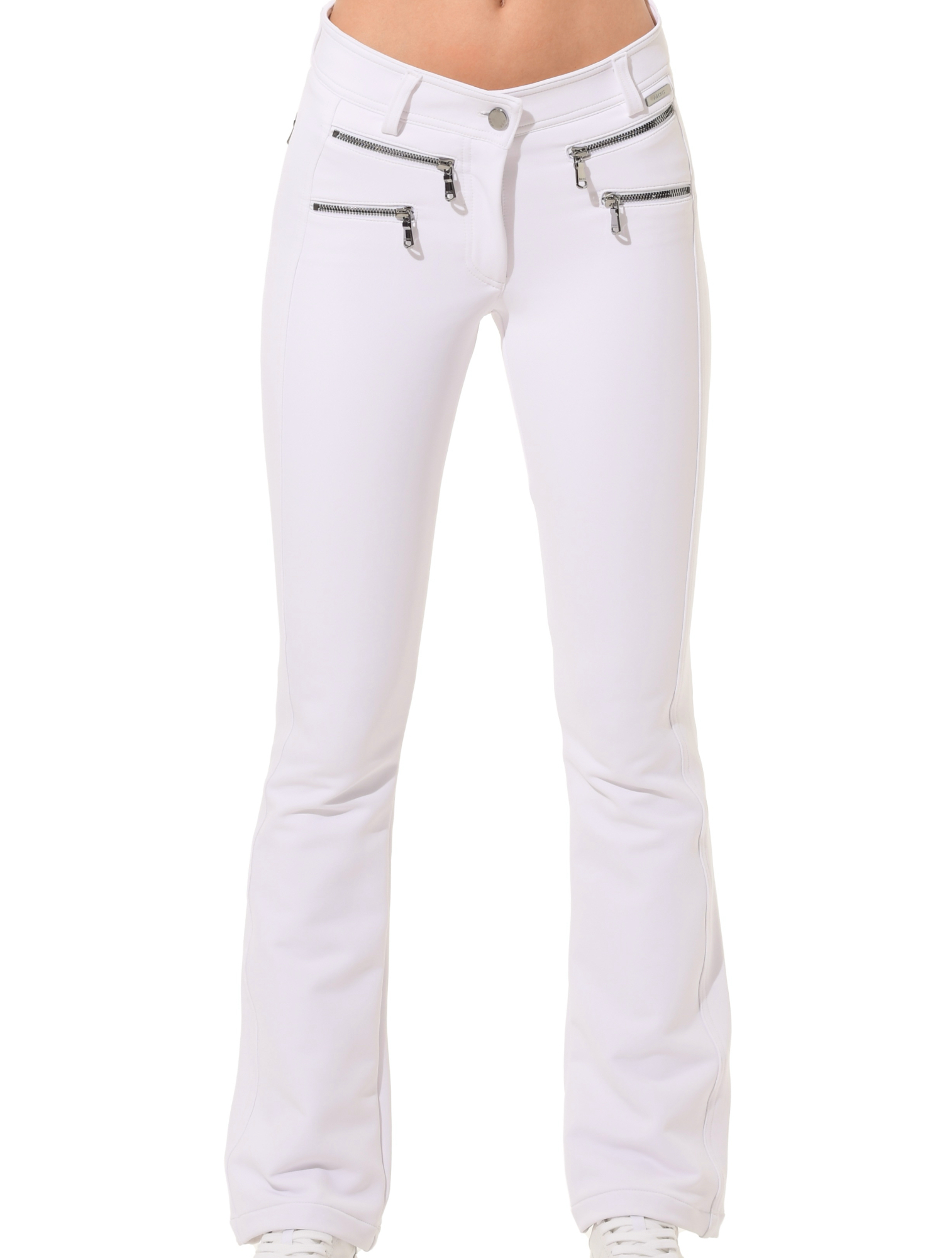 Shape Stretch Double Zip Flared Thermo Pants white