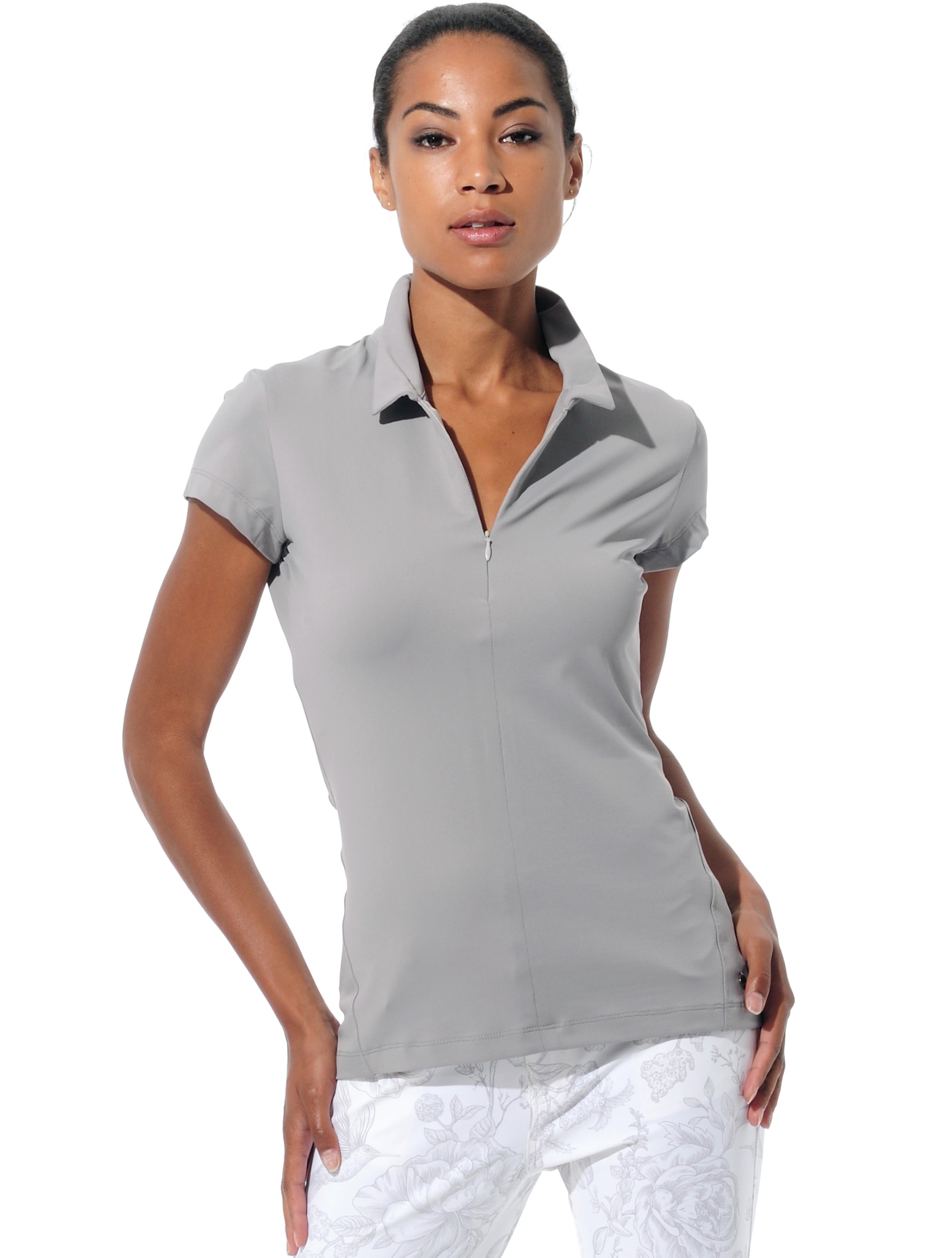 Meryl zip polo shirt grey 