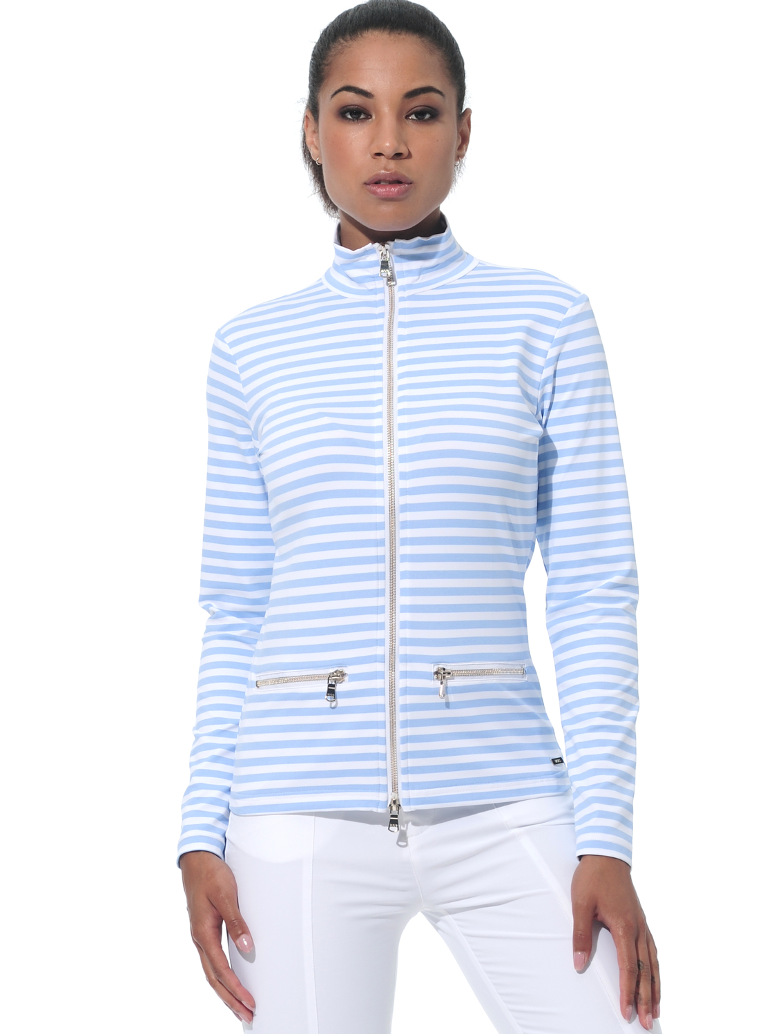 Striped Print Jacke baby blue