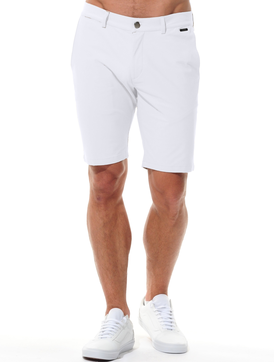 light stretch slim shorts white 
