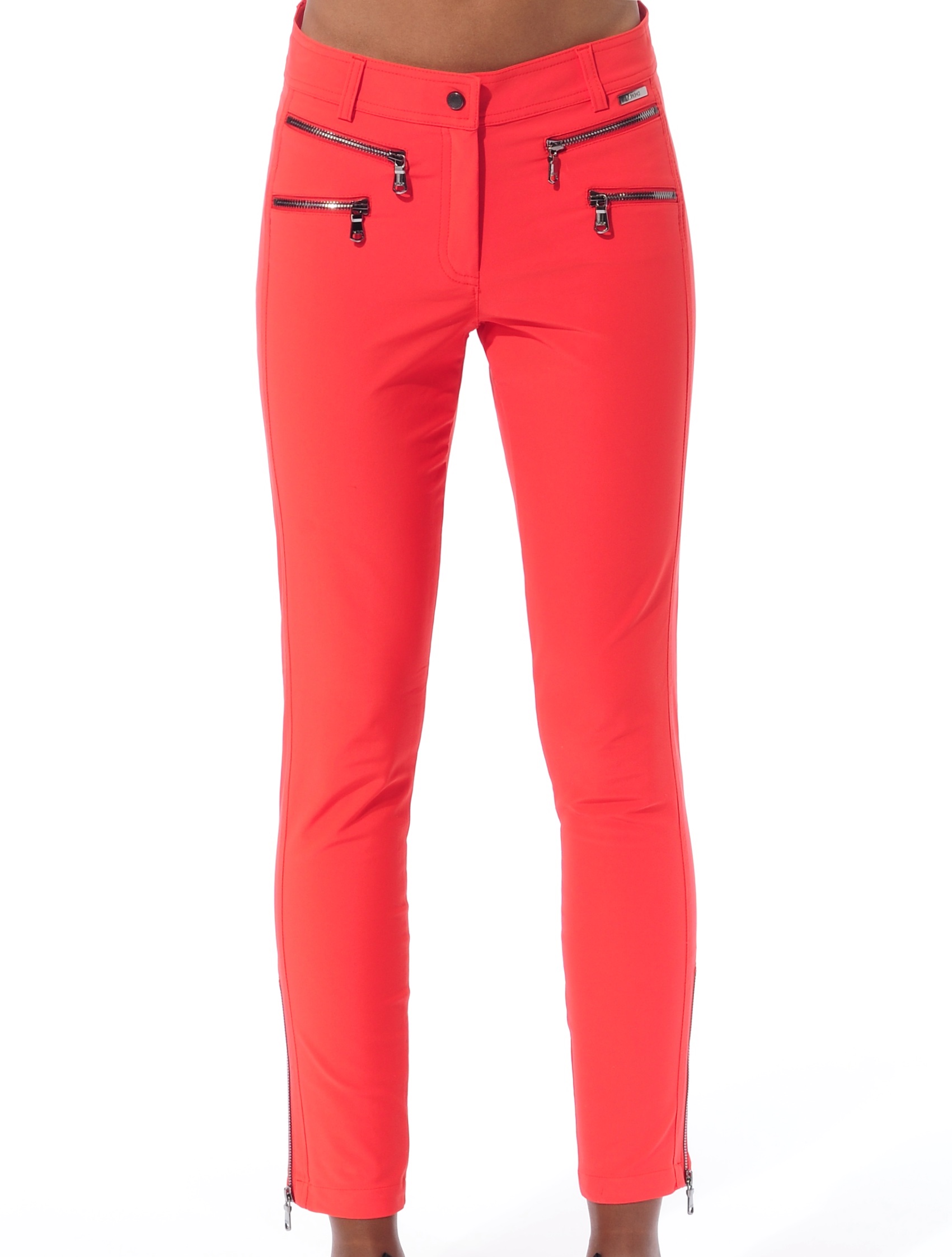 4way stretch double zip ankle pants grapefruit 