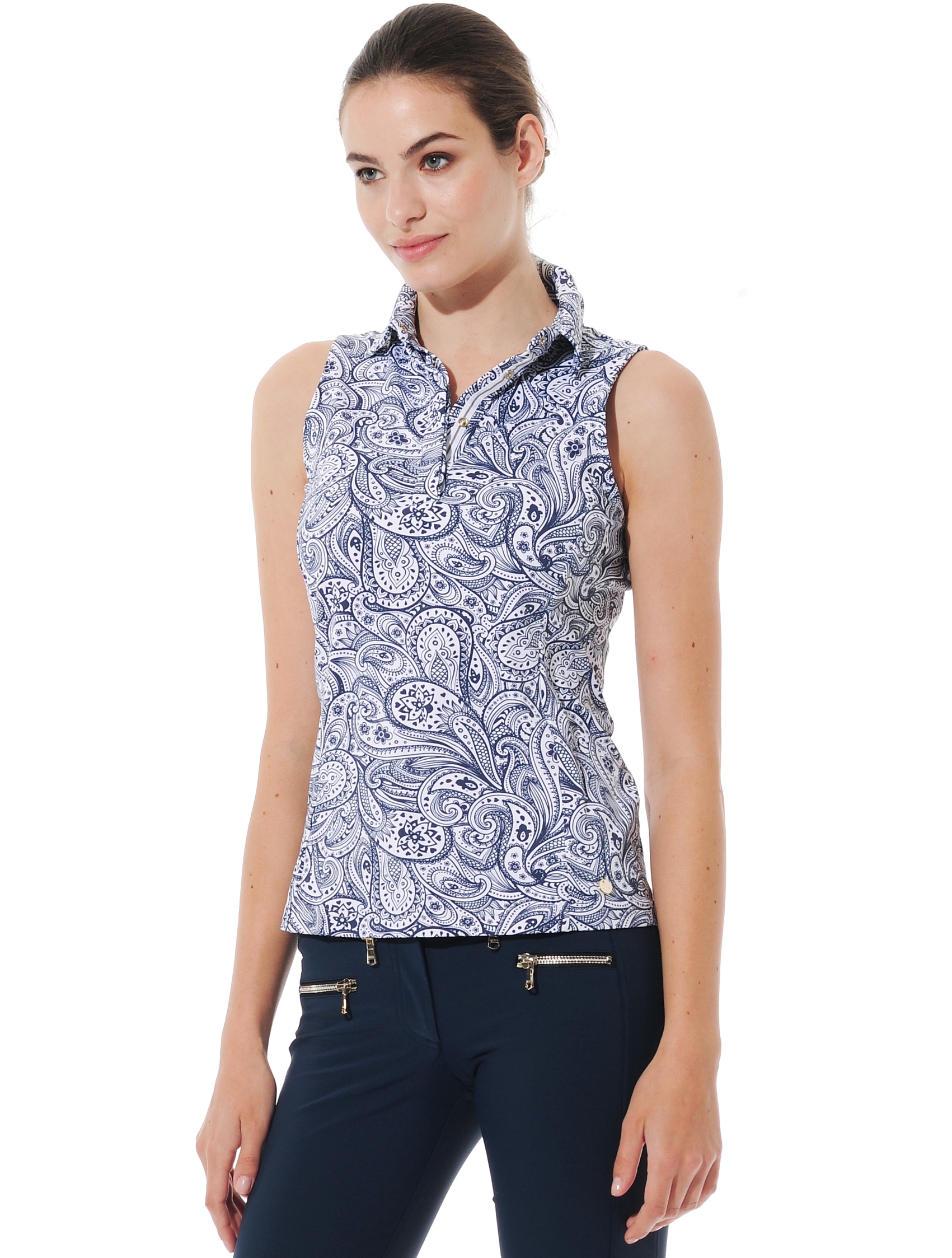 Paisley print polo shirt navy 