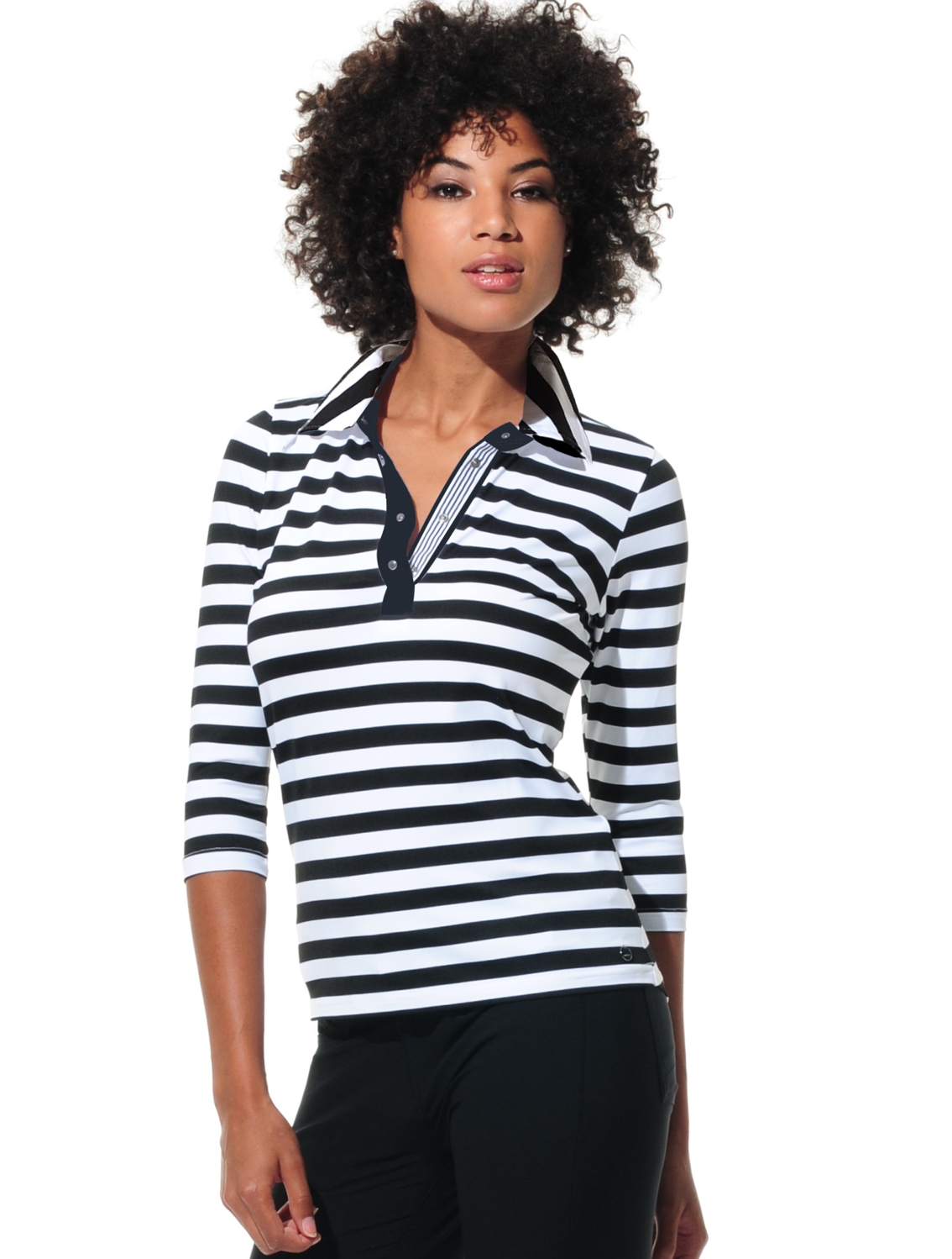 Meryl stripe polo shirt black 