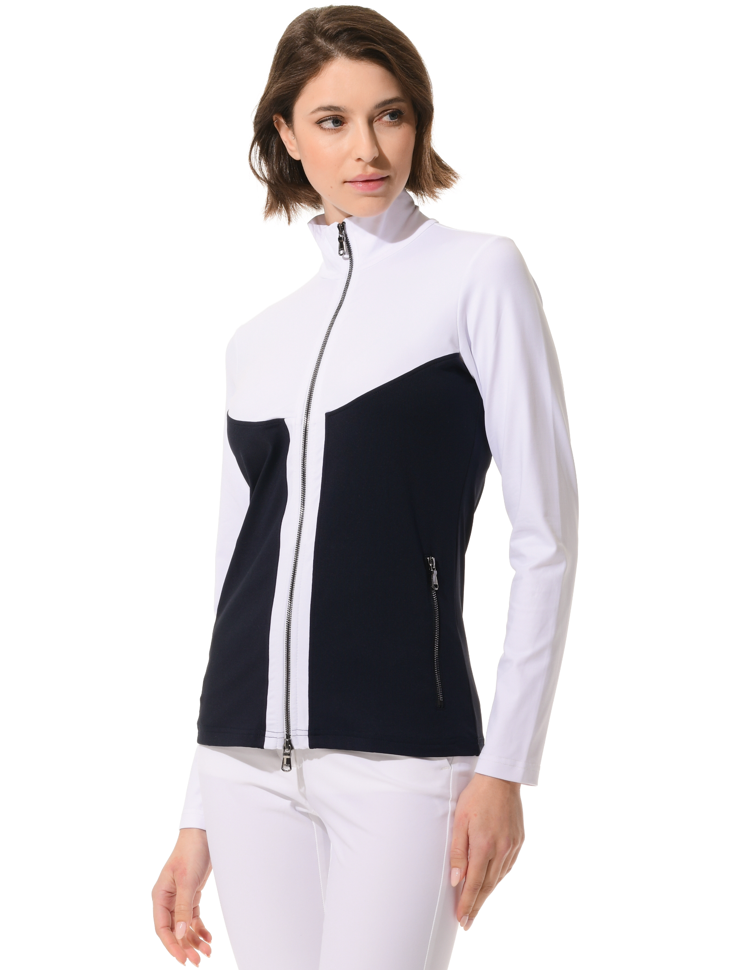 Jersey full zip midlayer night blue/white