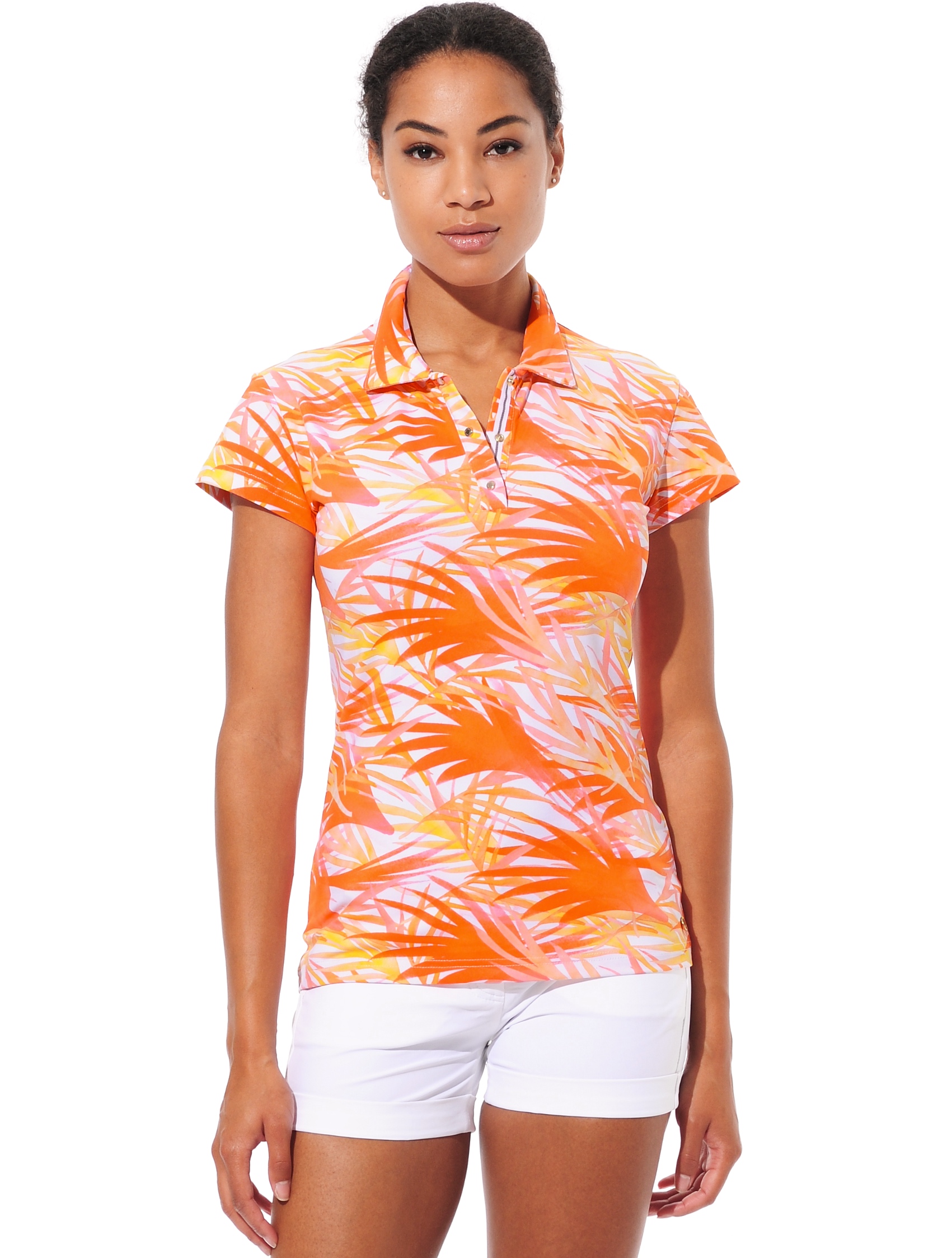 Watercolor Print Polo papaya