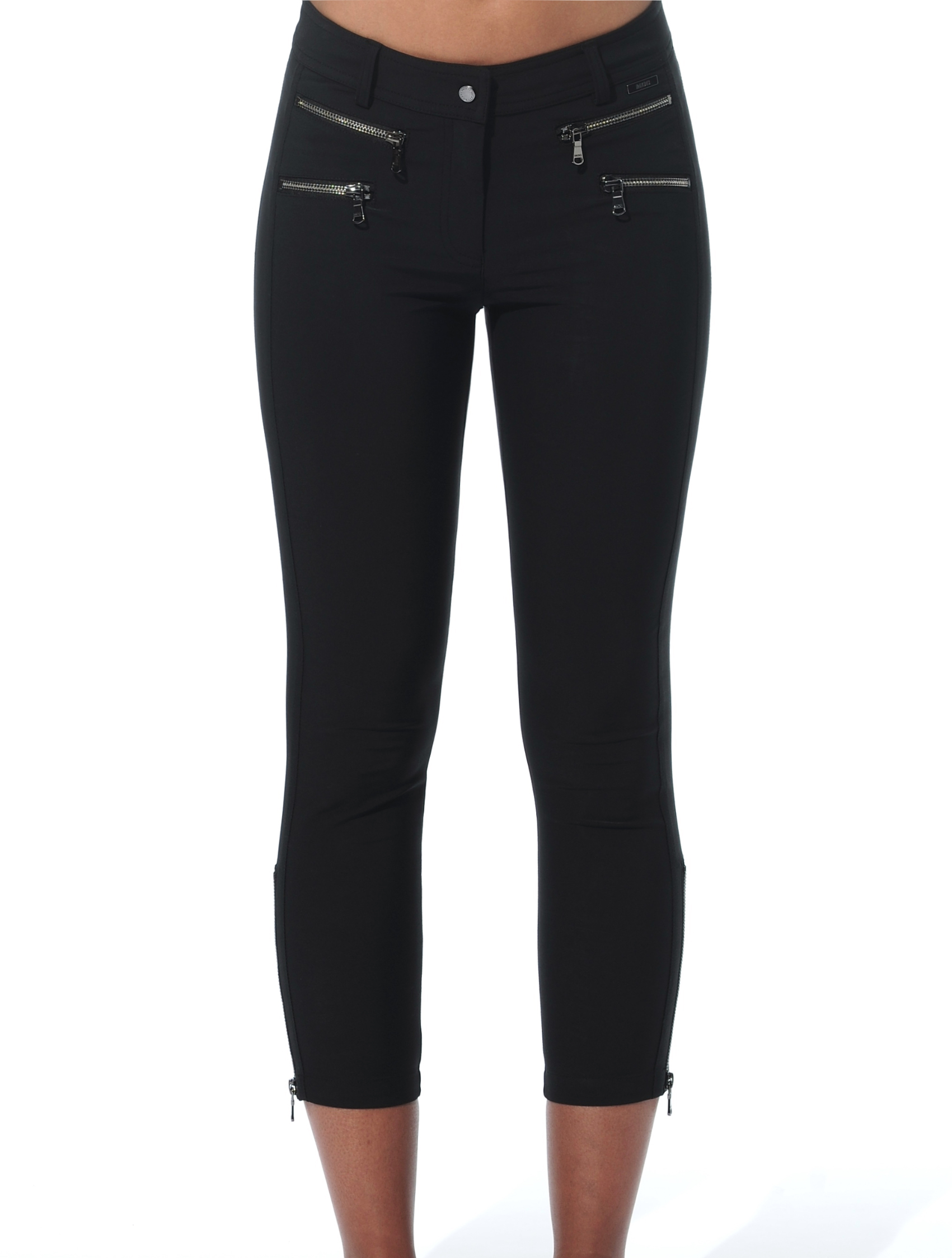 Light Stretch Double Zip Cropped Pants black