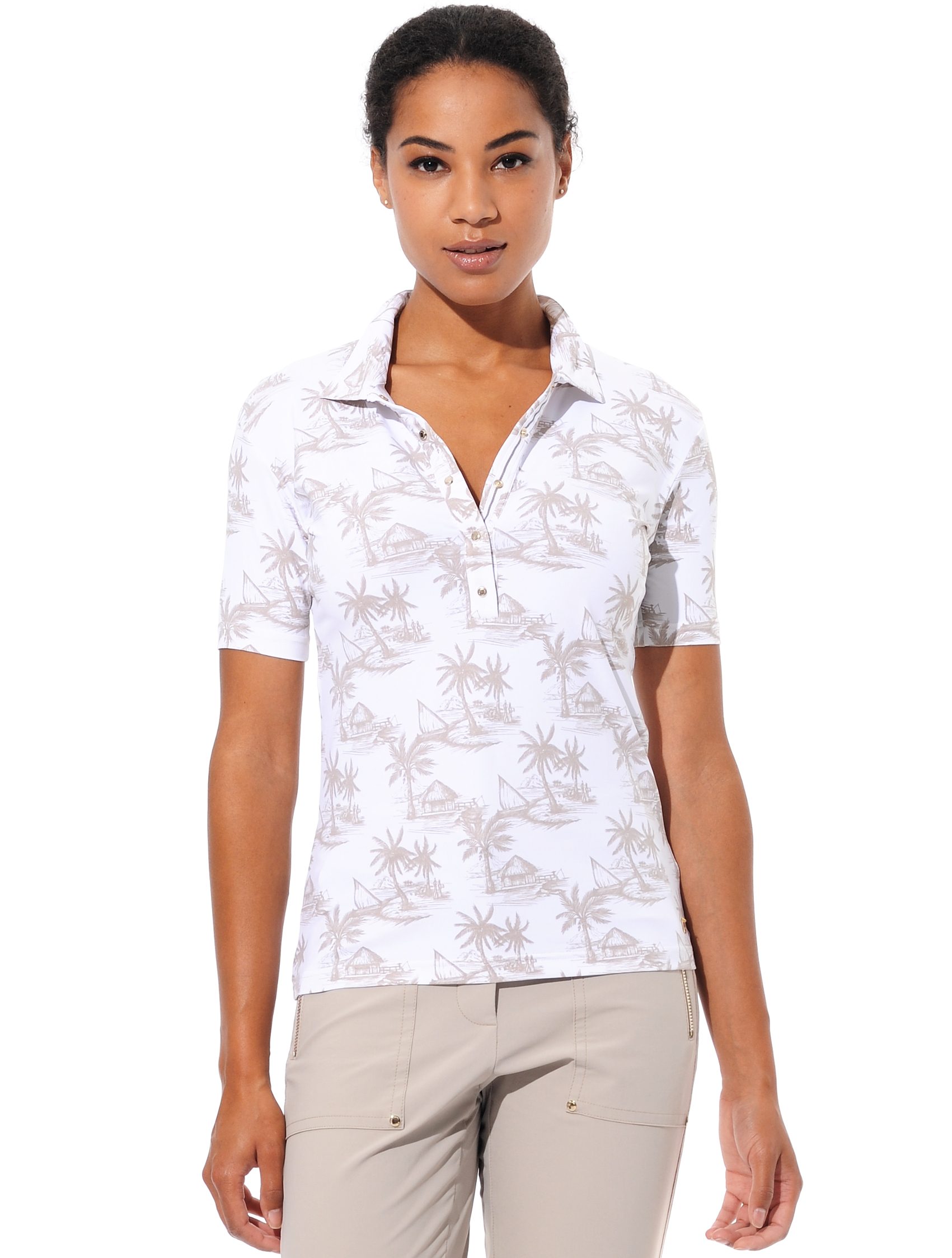 Seaside Print Polo light taupe