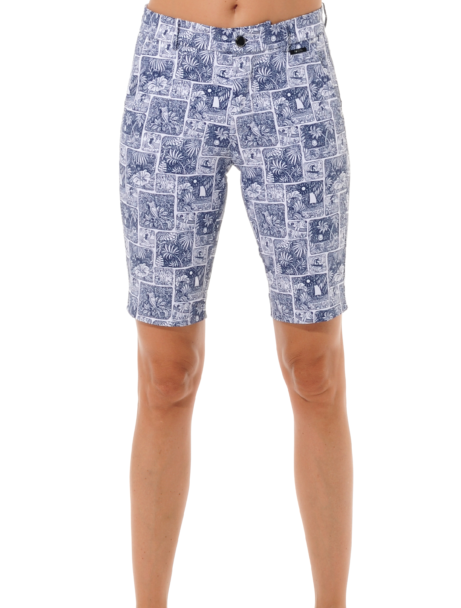 Beach Print Golf Bermuda navy