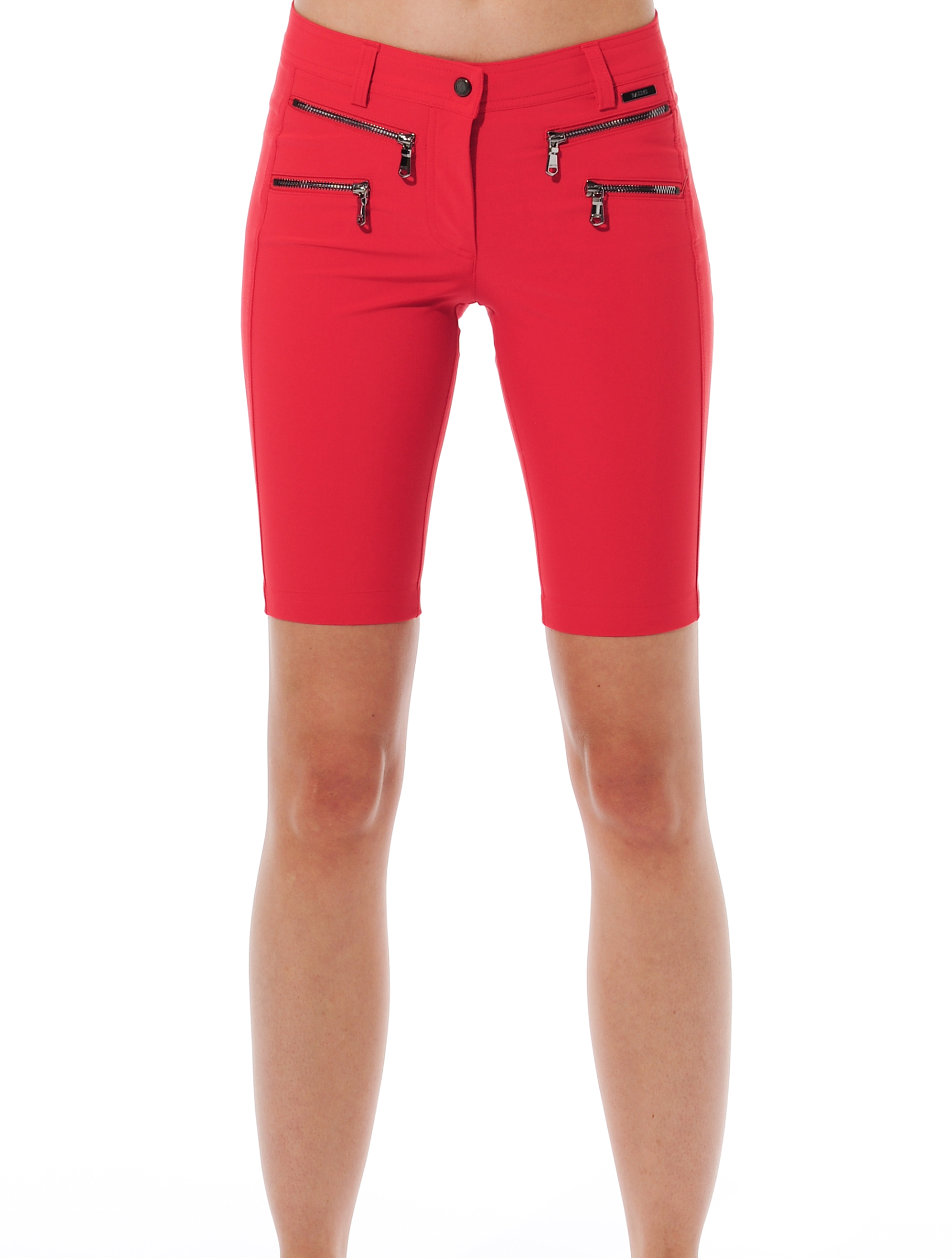 4way stretch double zip shorts red 