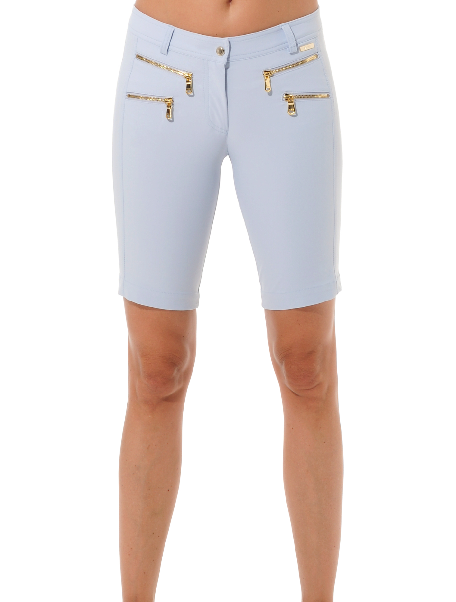 4way stretch shiny gold double zip shorts cloud 