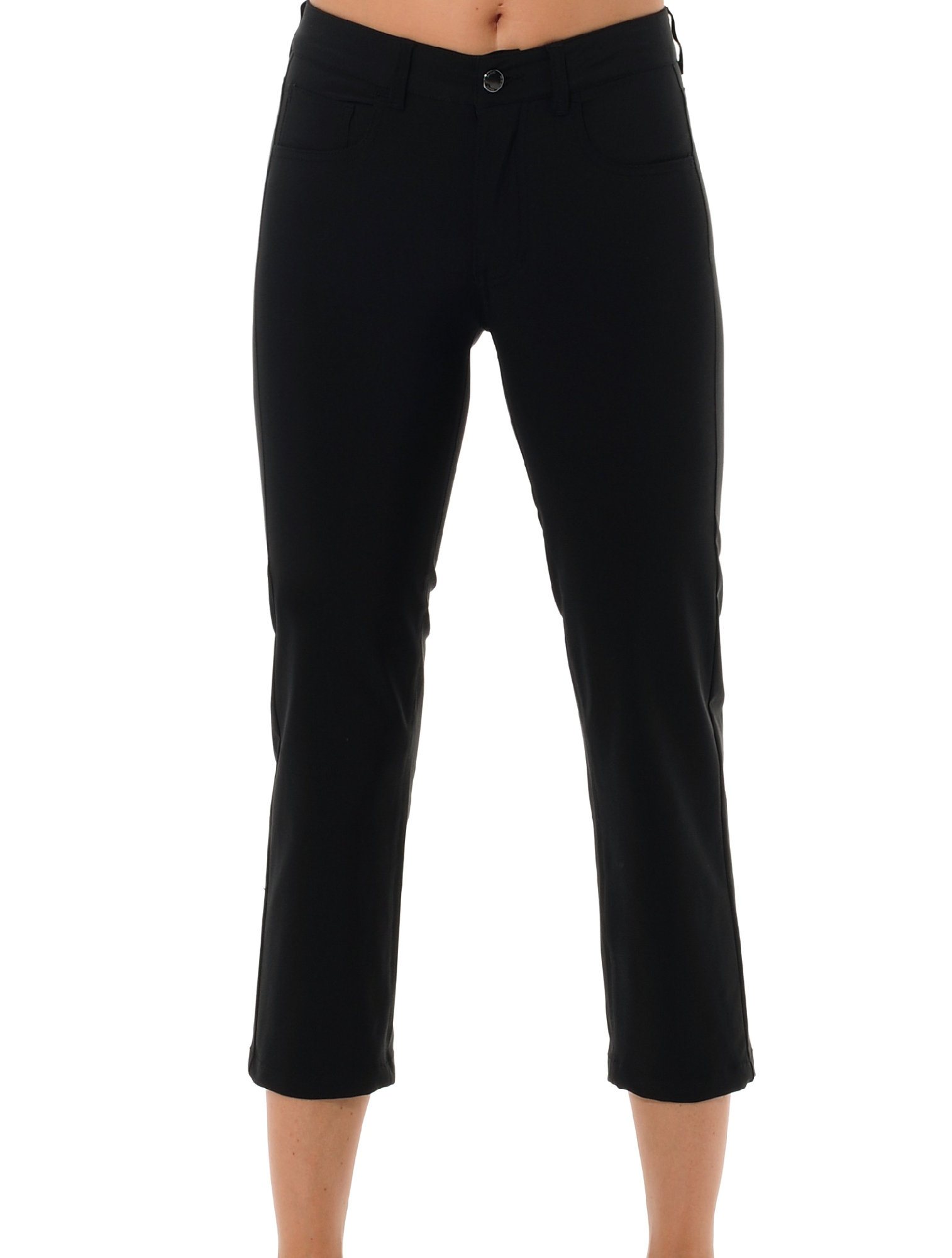 4way stretch cropped straight cut pants black 