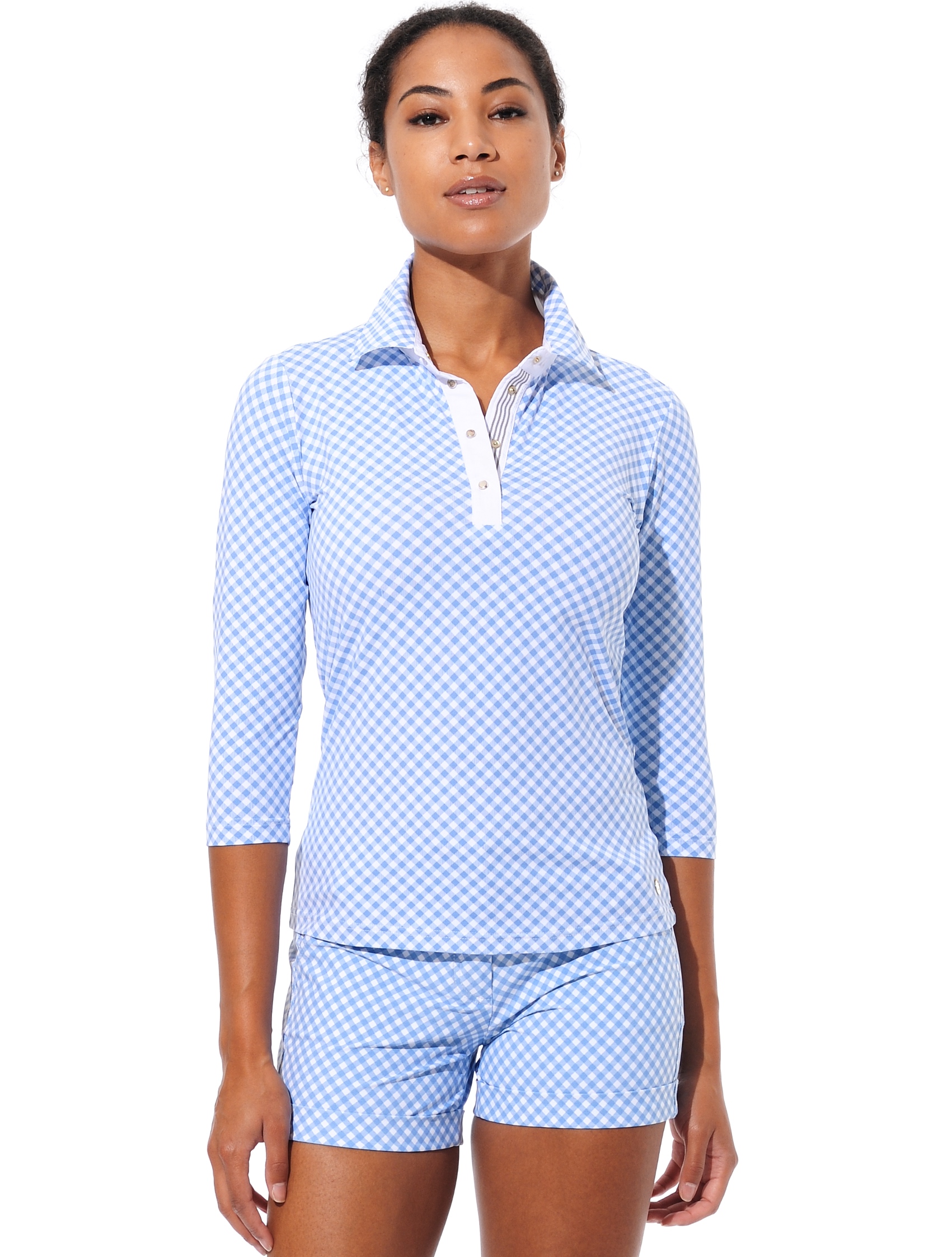 Vichy Print Polo baby blue