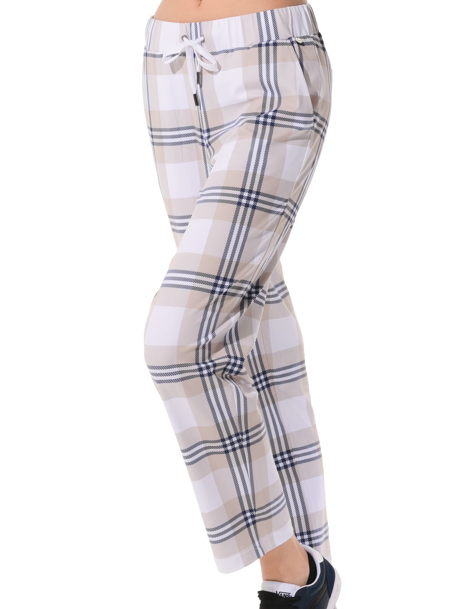 Check print wide leg pants