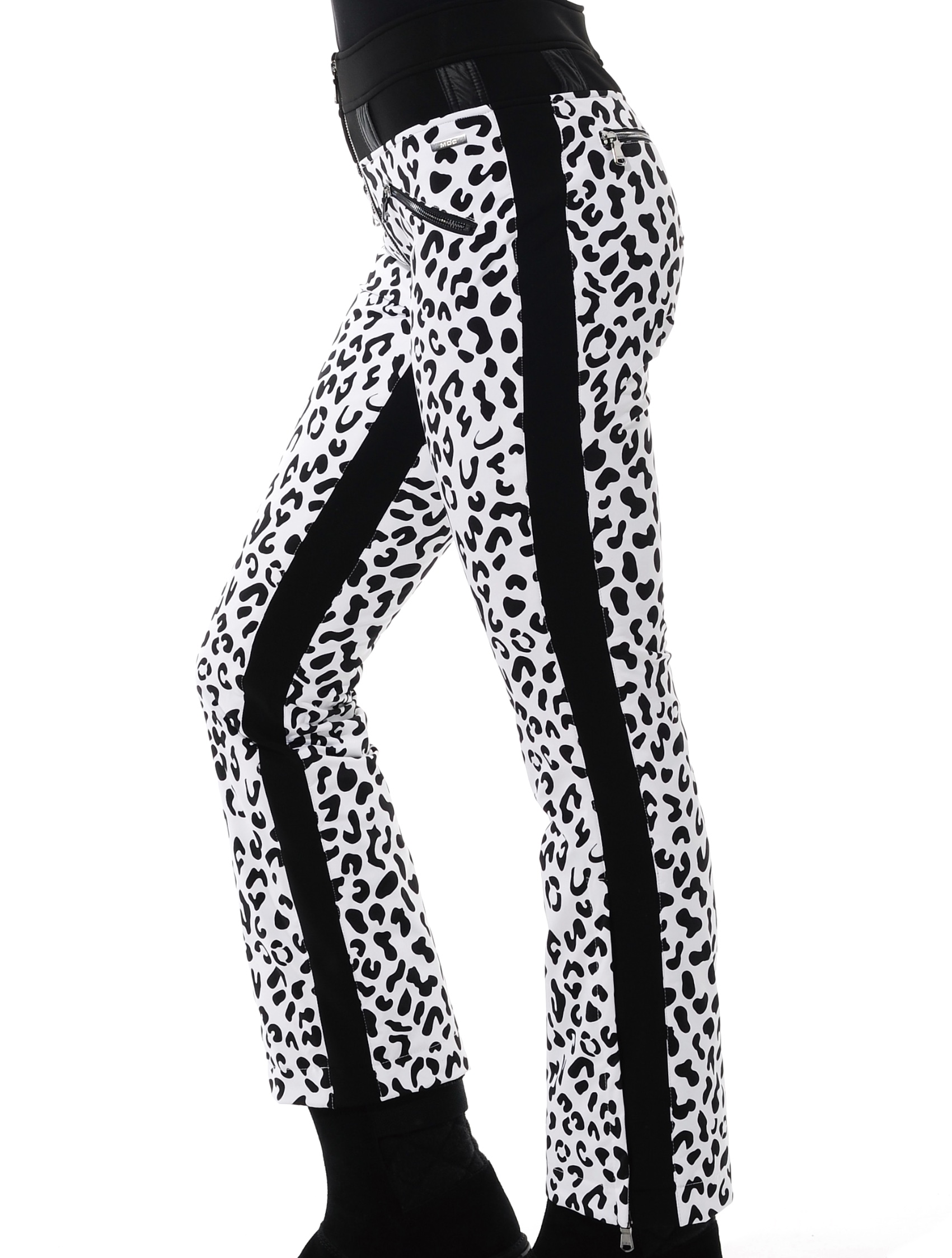 stretch print ski pants white/black 