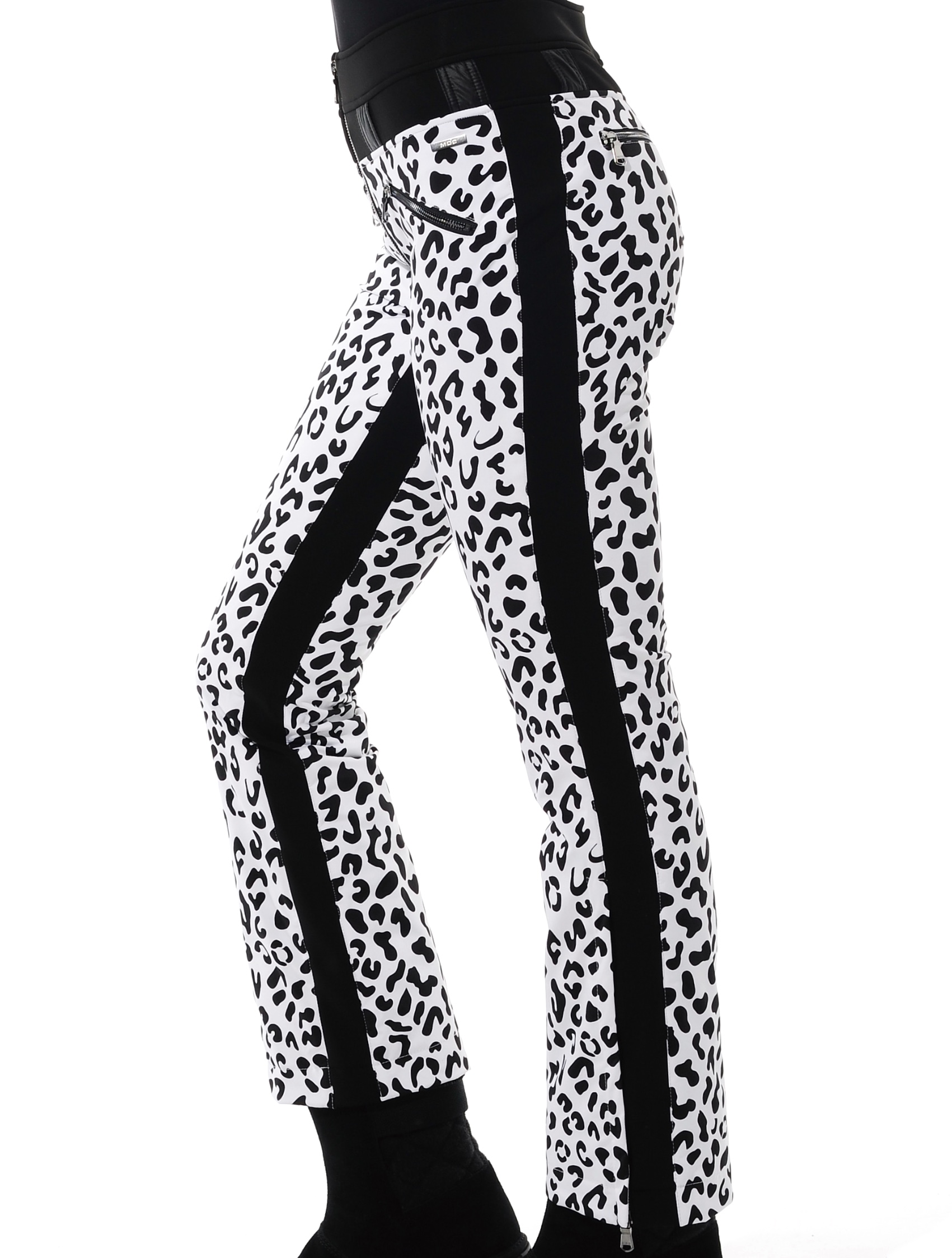 Stretch Print Skihose white/black