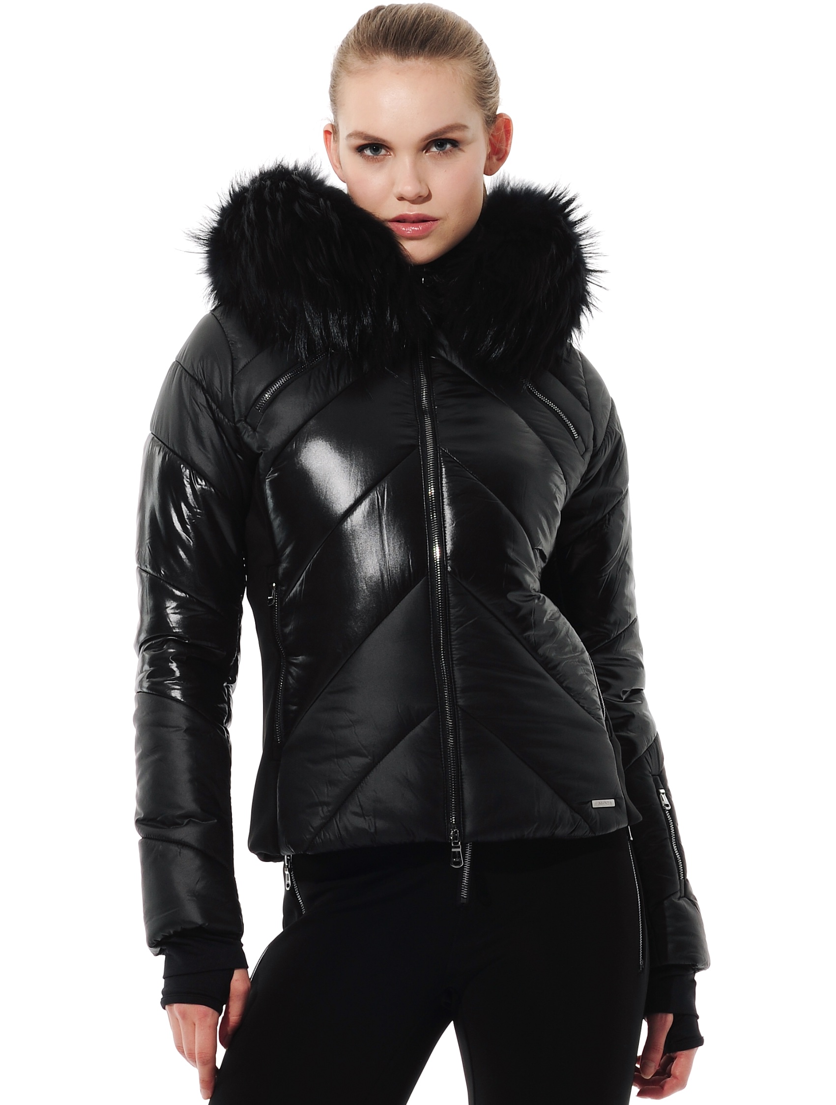 matte &amp  shiny ski jacket black 