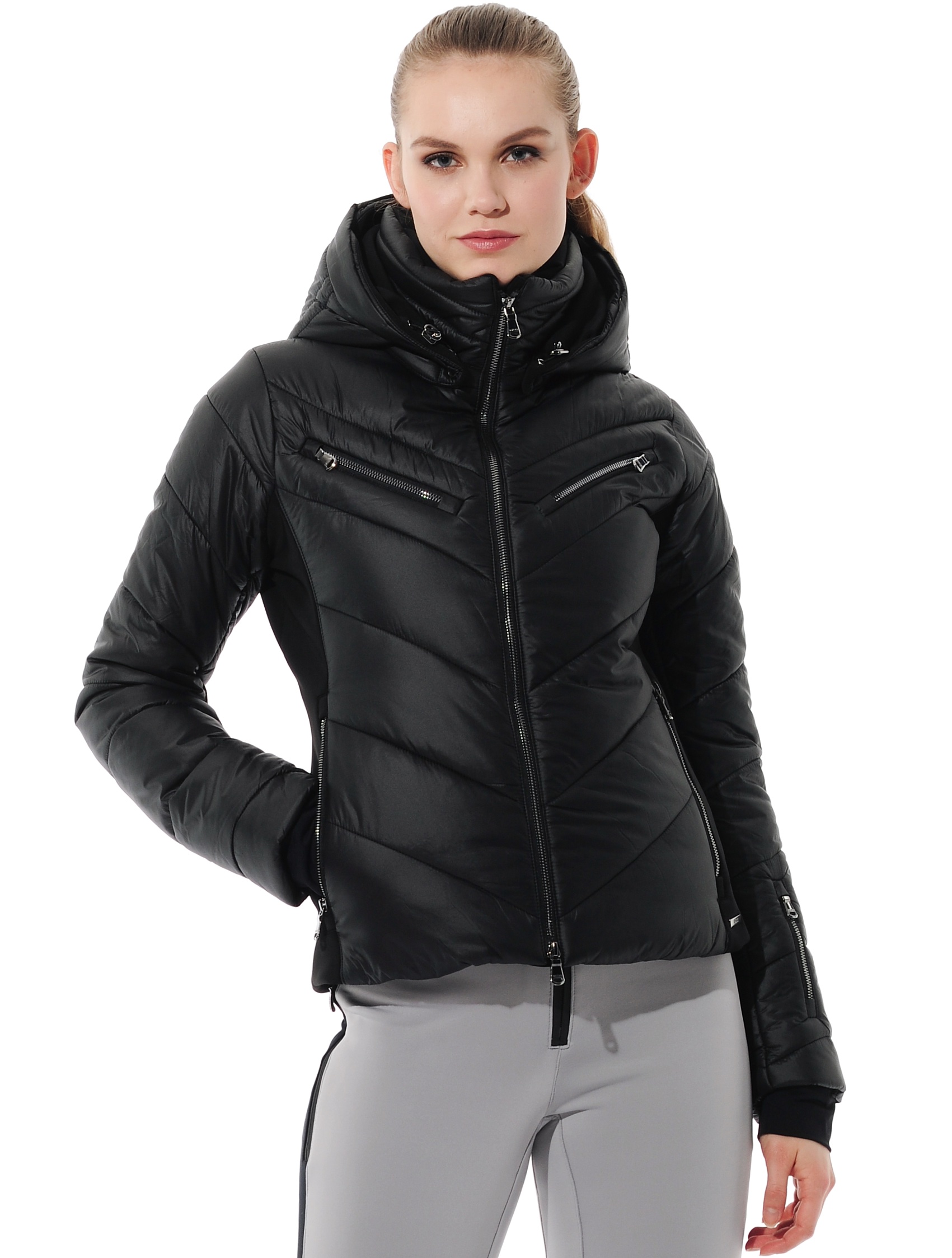 ski jacket with 4way stretch side panels black 