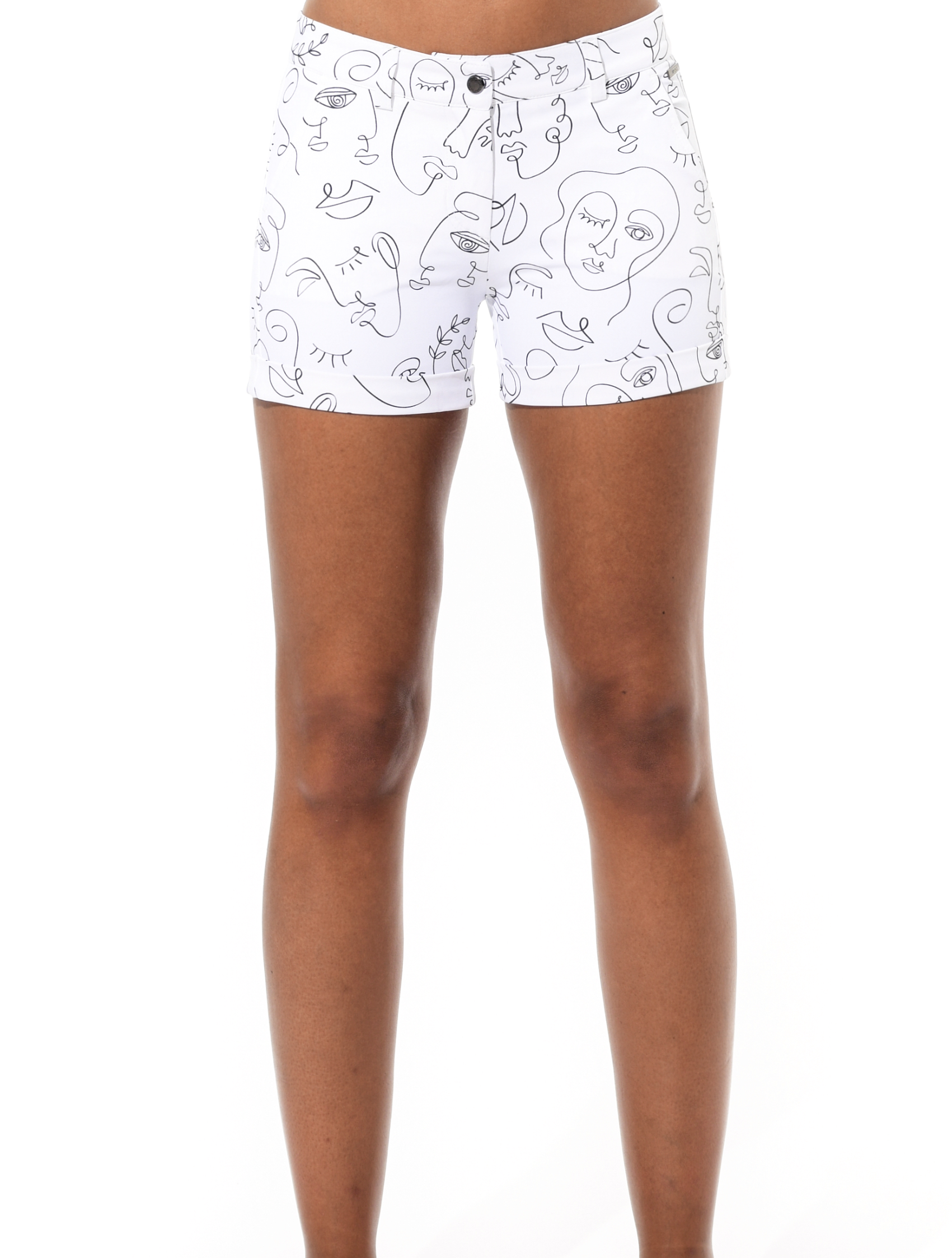 Faces print short shorts black/white 