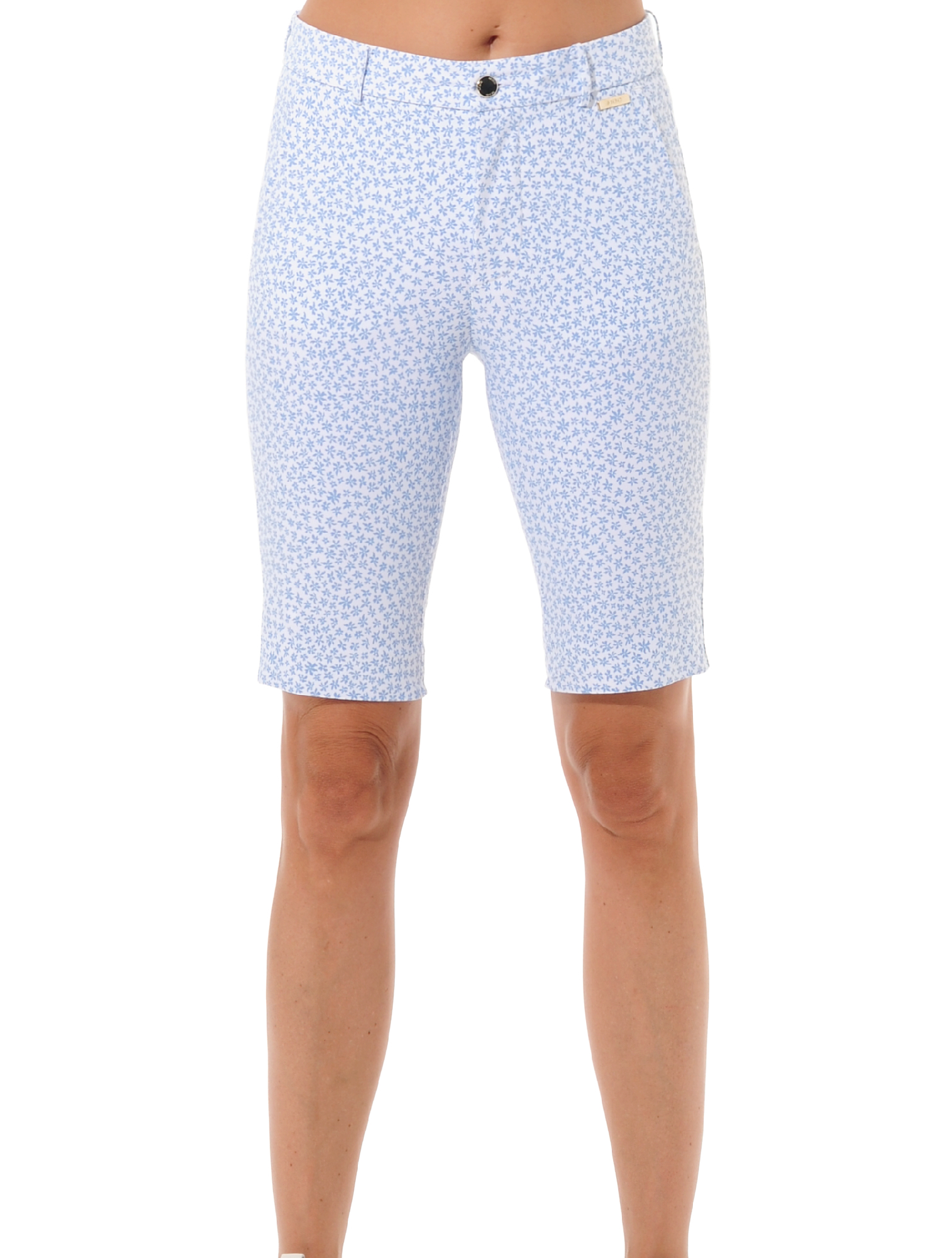 Floral print golf bermuda shorts baby blue 