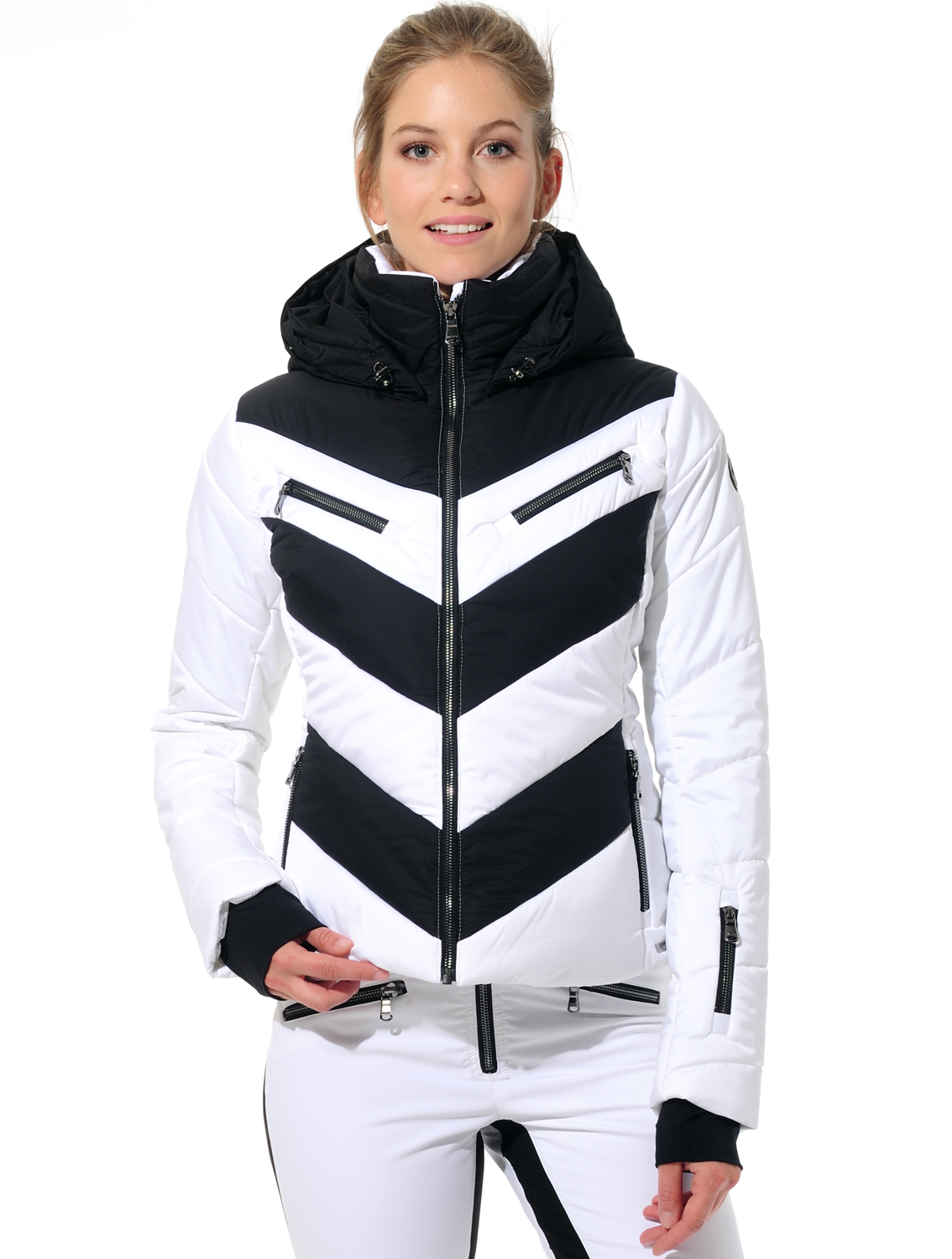 stretch ski jacket white/black 