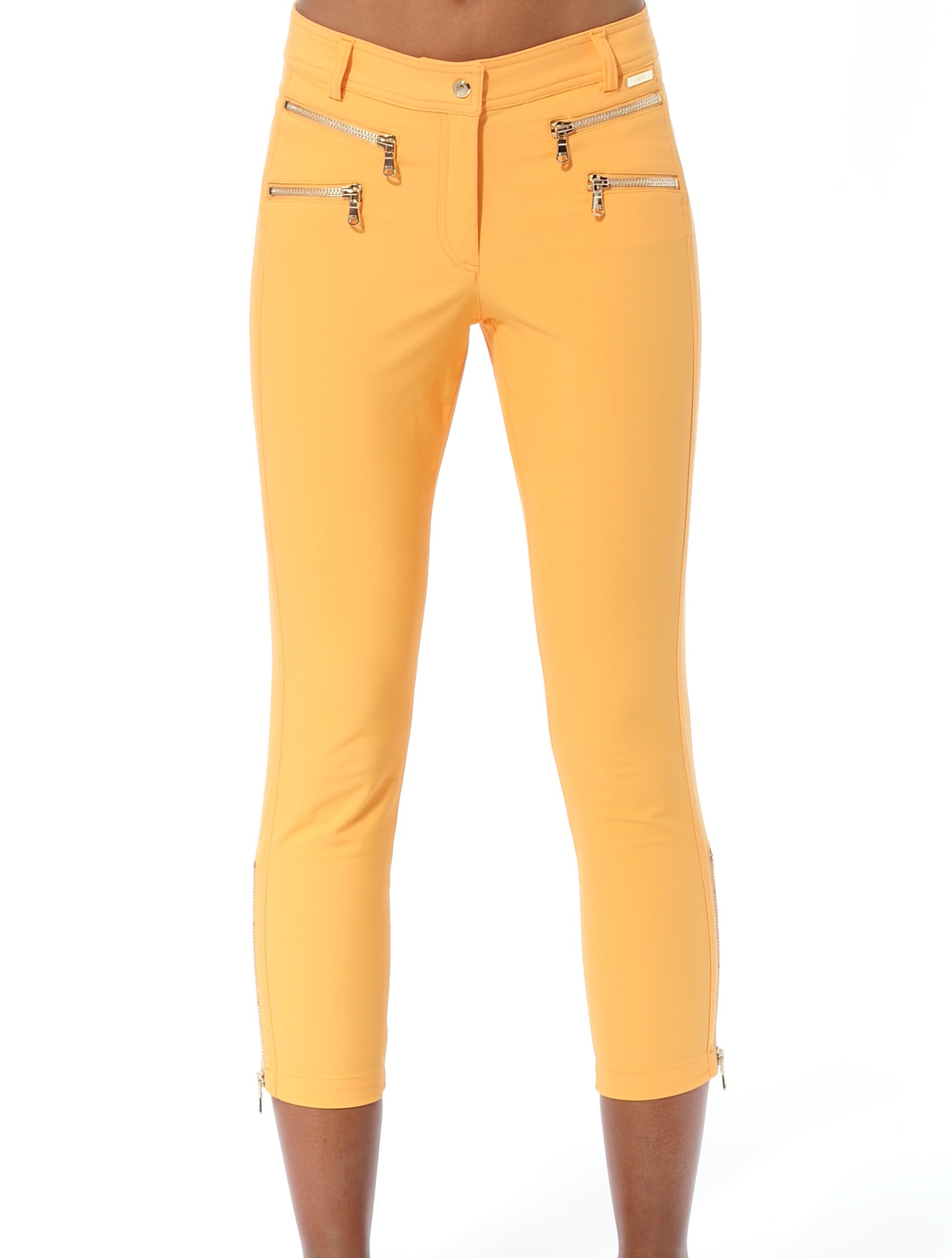 4way Stretch Double Zip Cropped Pants apricot