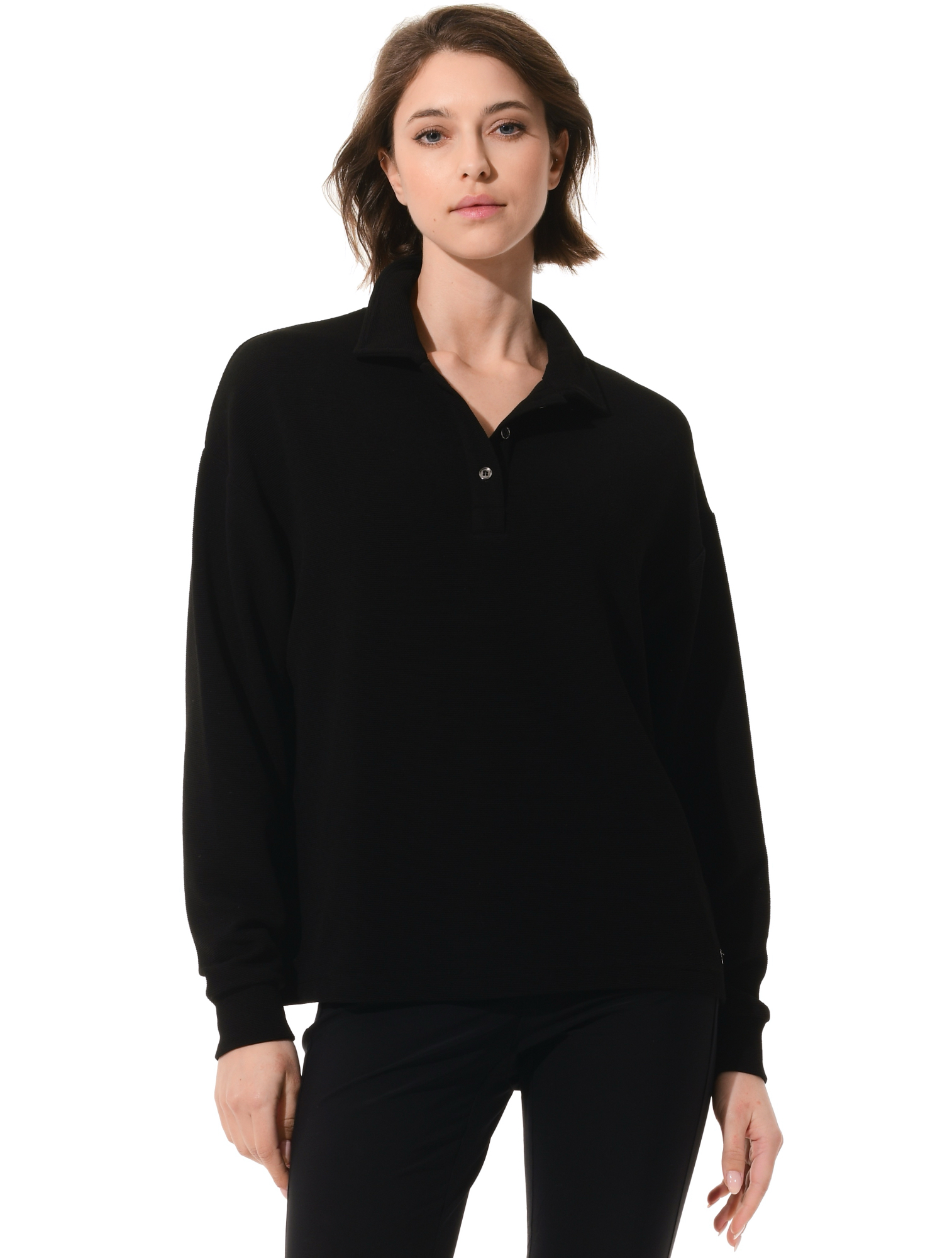 Rib Jersey Poloshirt black