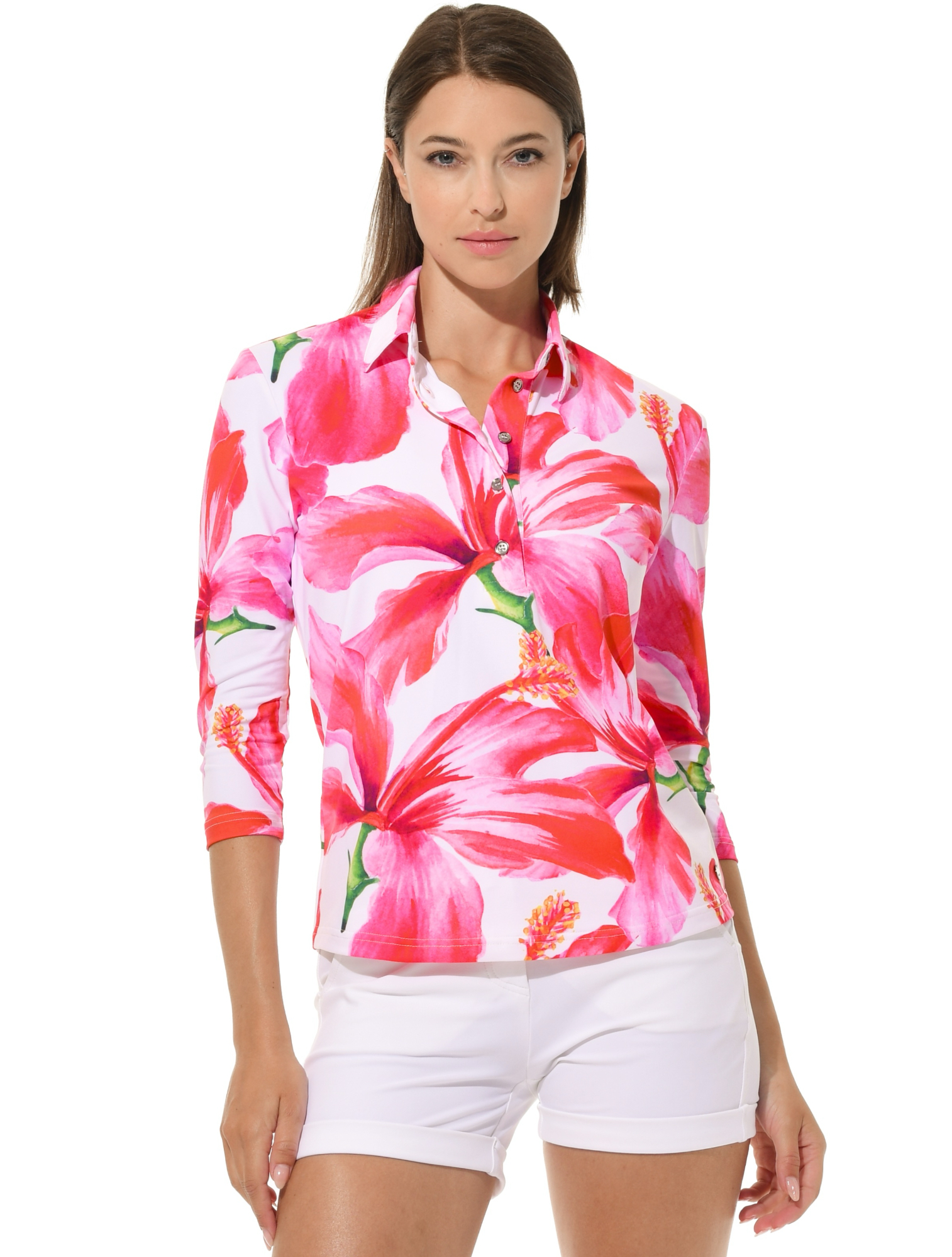 Hibiscus Print Golf Poloshirt