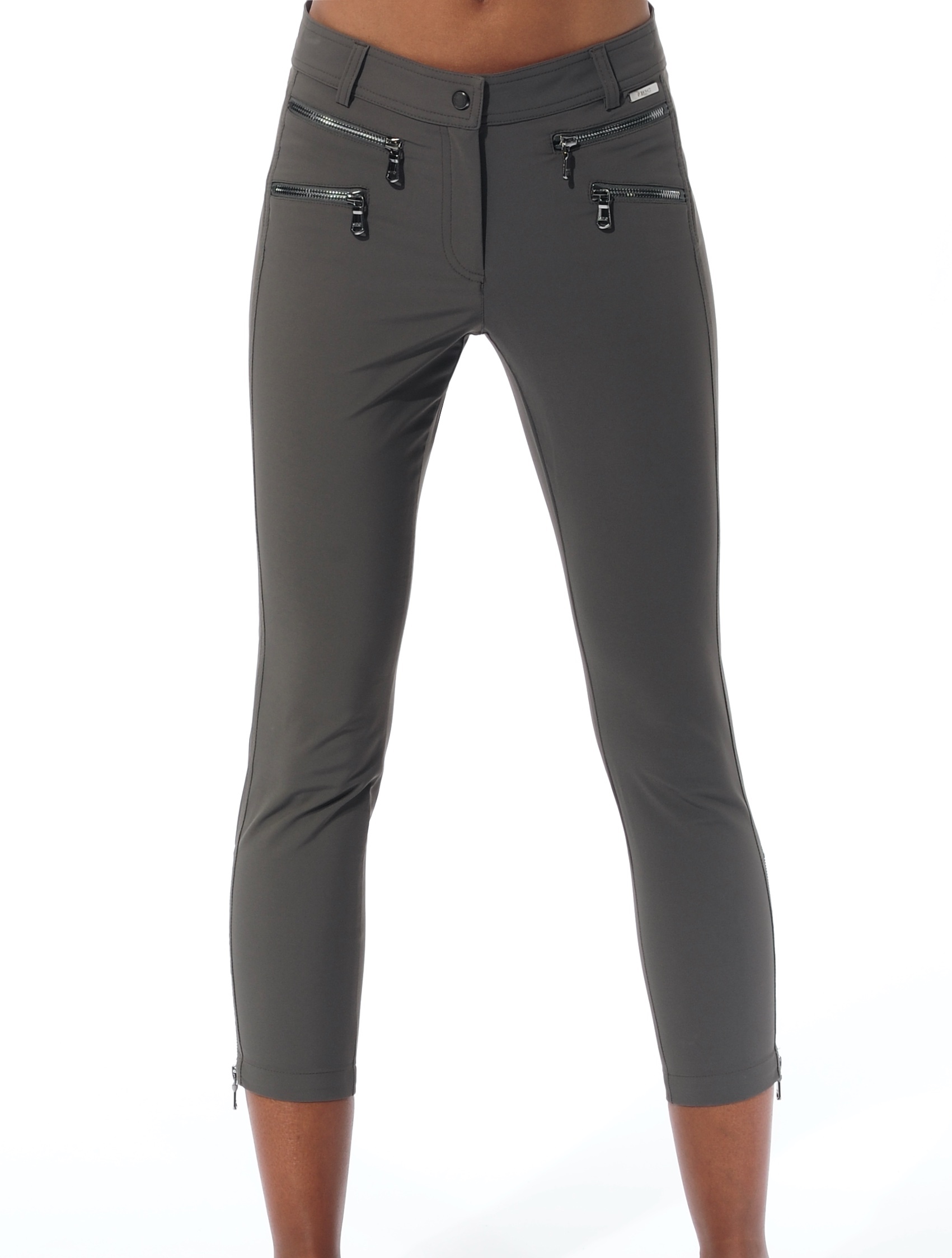 4way stretch double zip cropped pants stone 