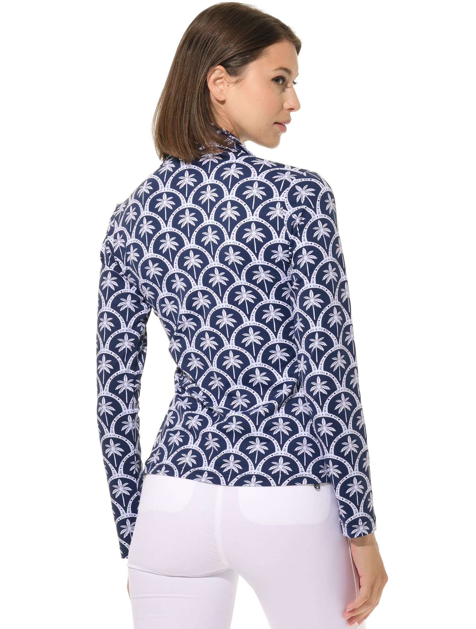 Barbados print zip longsleeve navy