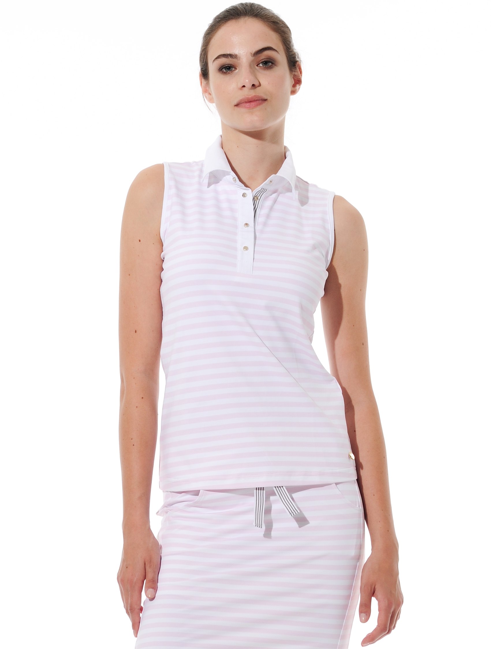 Striped print polo shirt macaron 