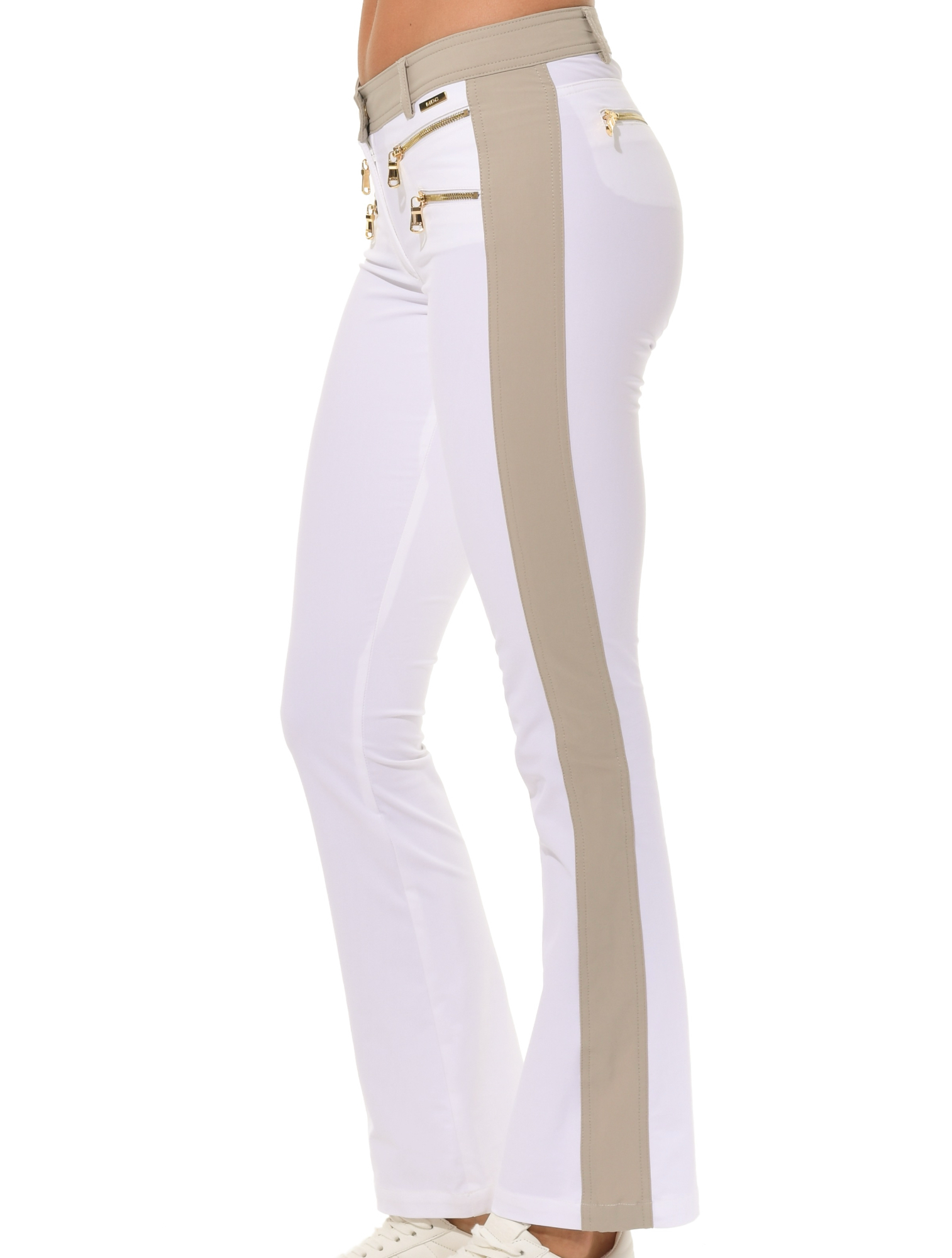 4way Stretch Double Zip Flared Pants white/light taupe