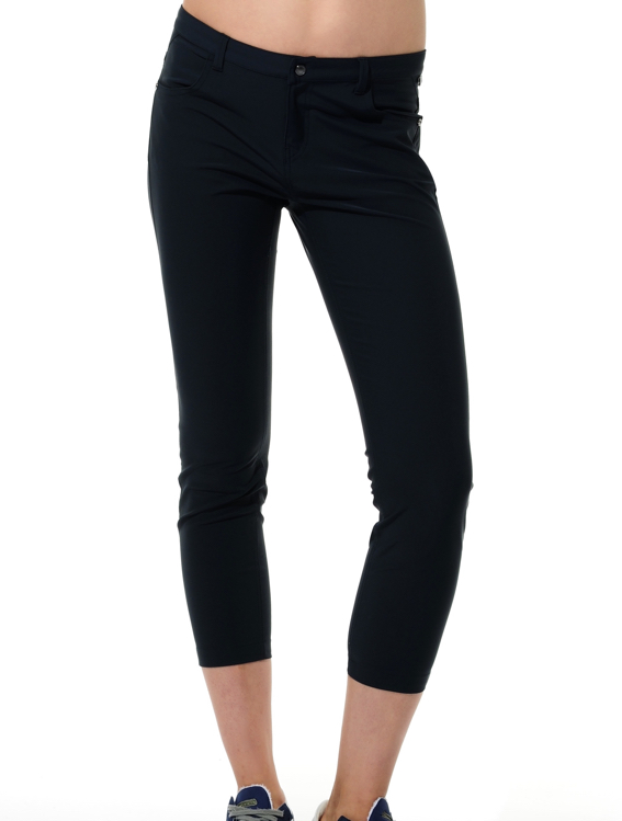 Shiny Stretch Cropped 5pockets night blue