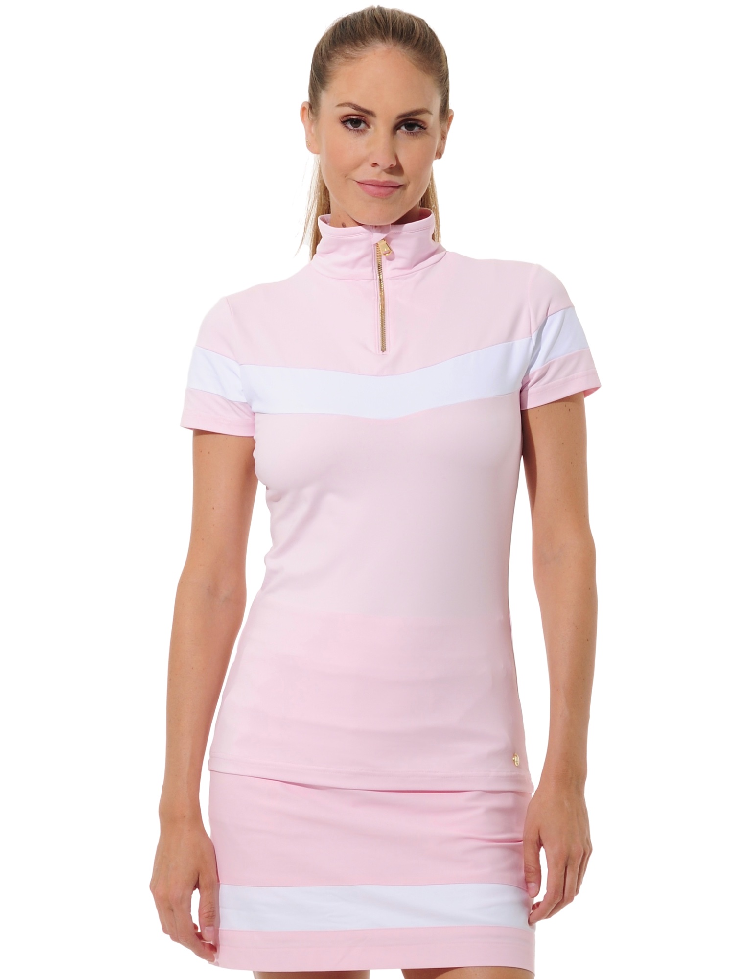 Jersey zip polo shirt macaron