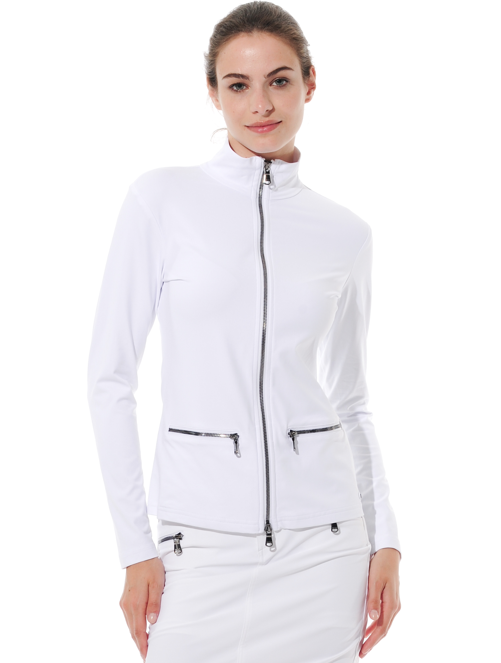 Jersey full zip midlayer white 