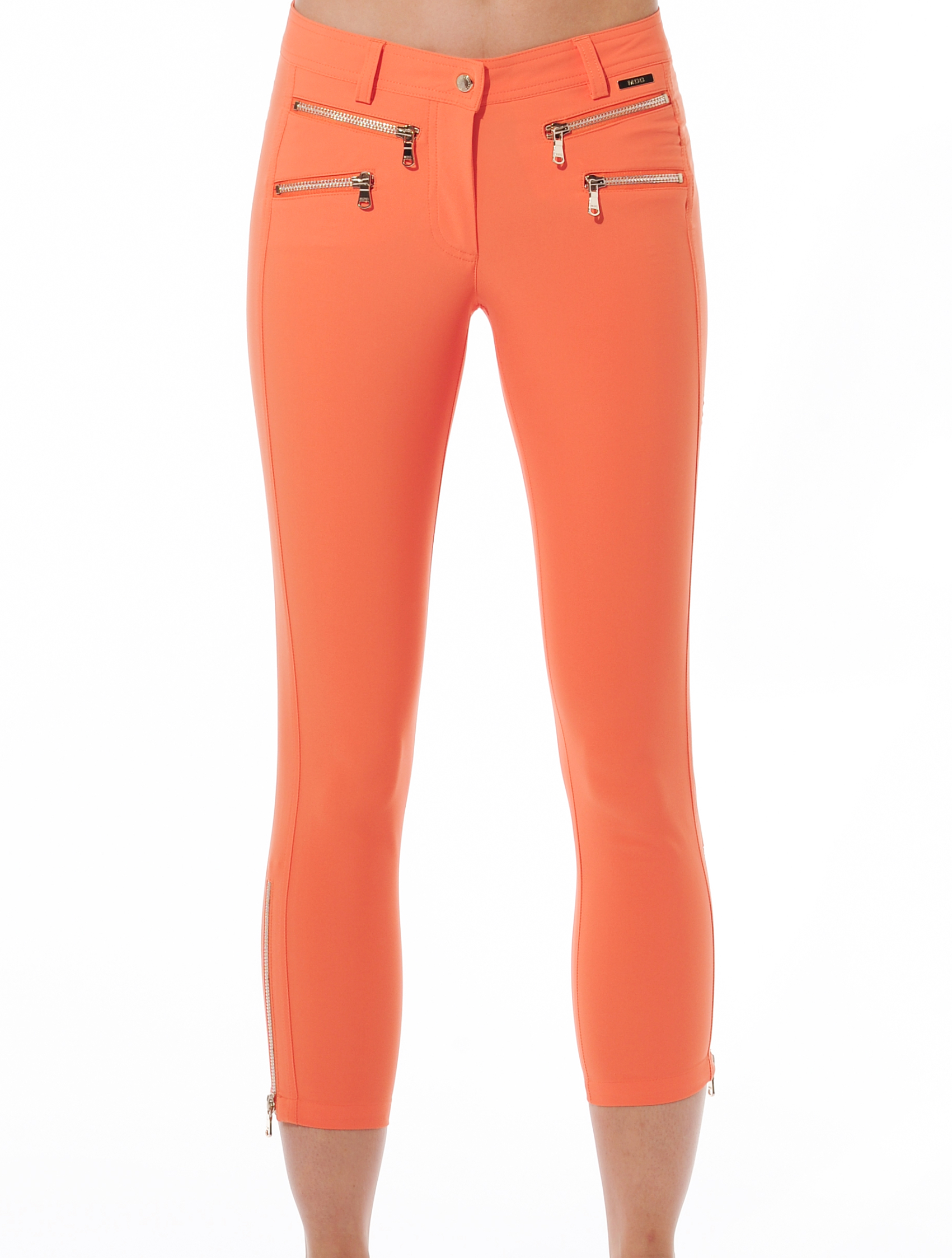 4way stretch double zip cropped pants papaya 