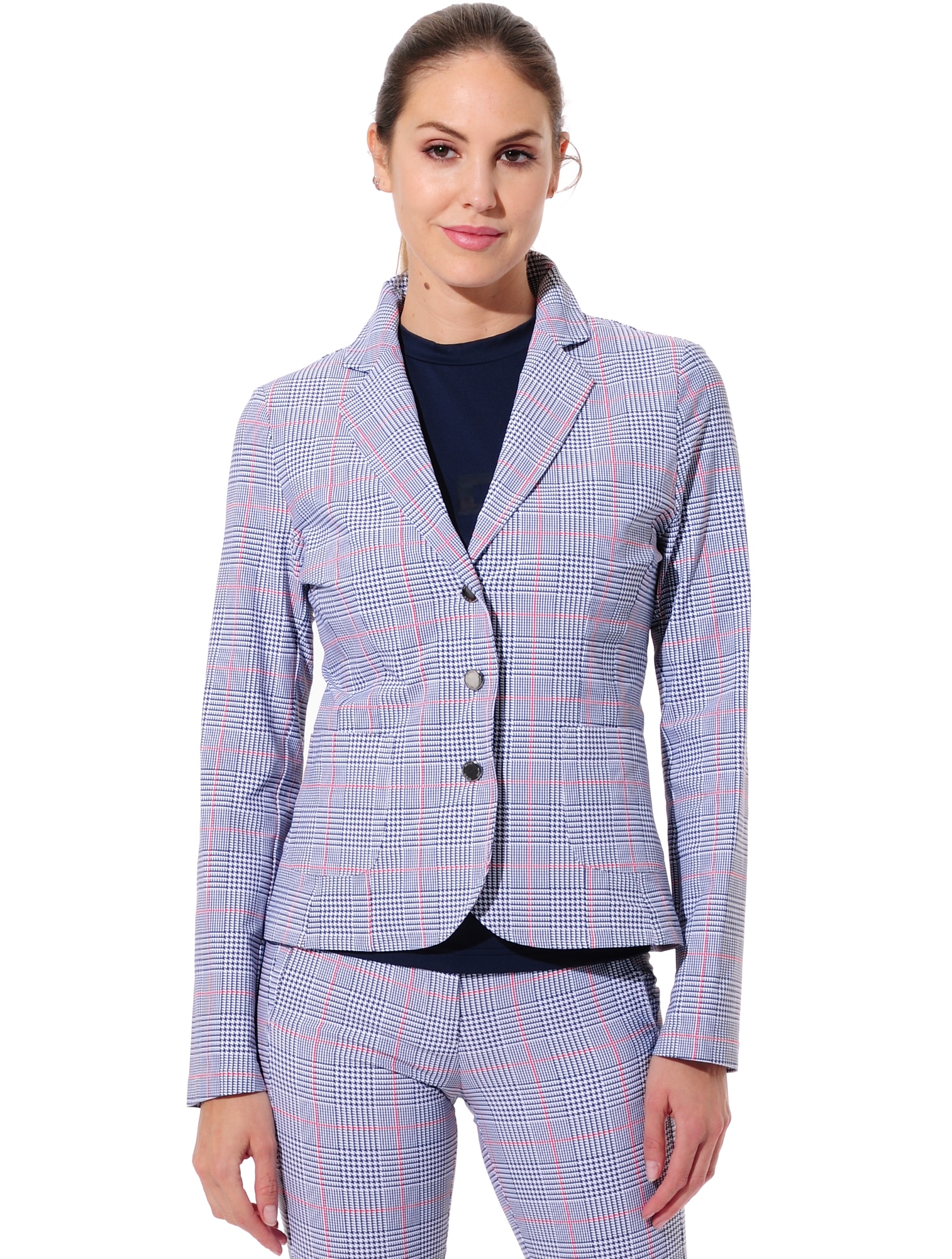 Glencheck print blazer navy 