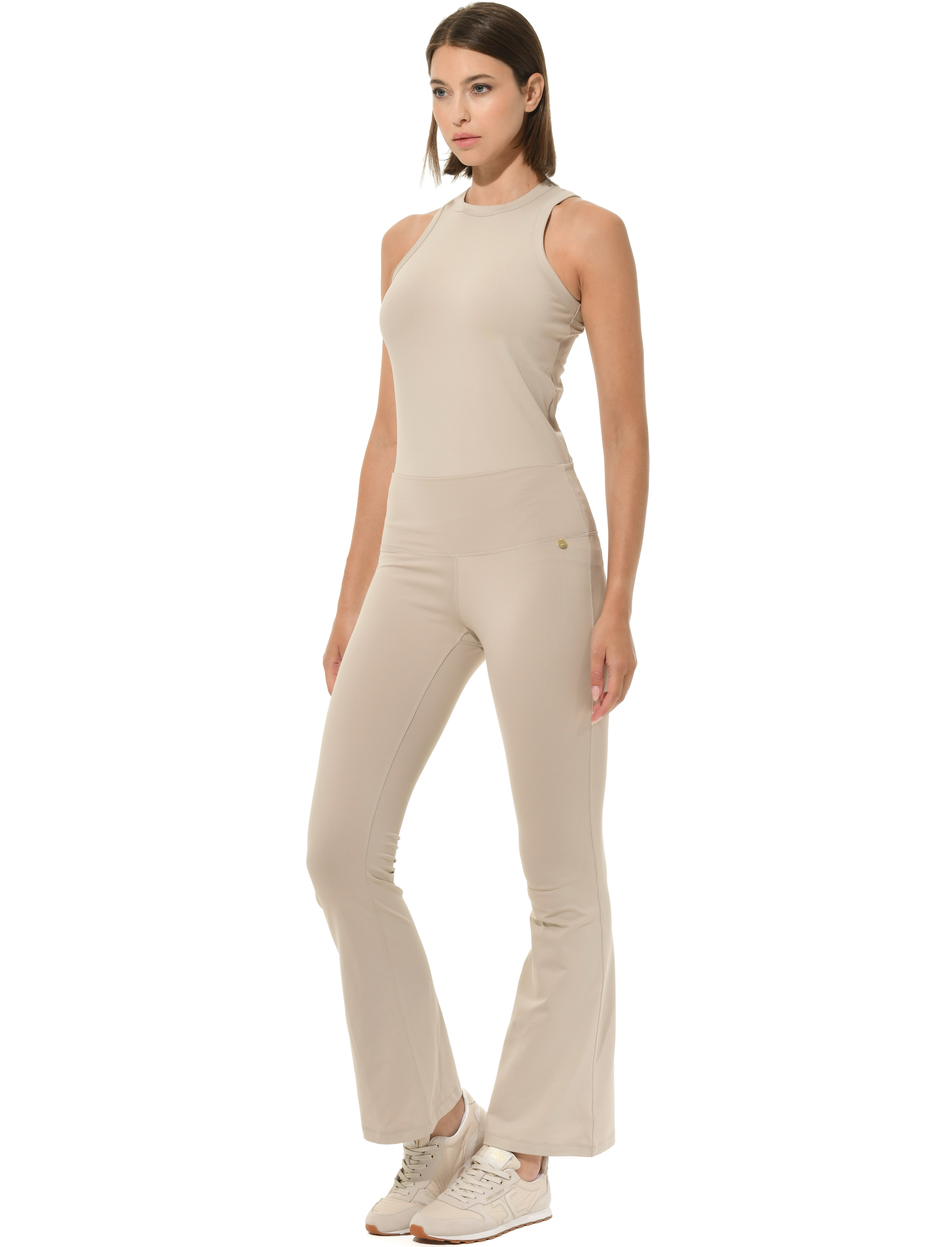 Jersey Flared Yoga Pants light taupe