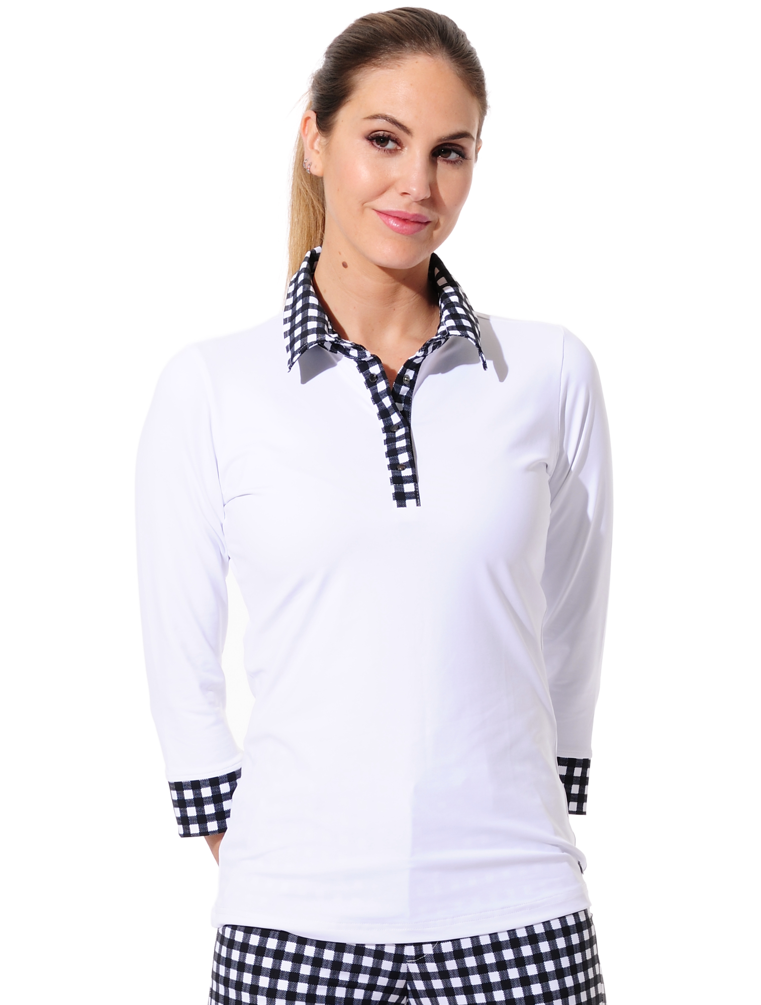 Jersey golf polo shirt white/black 