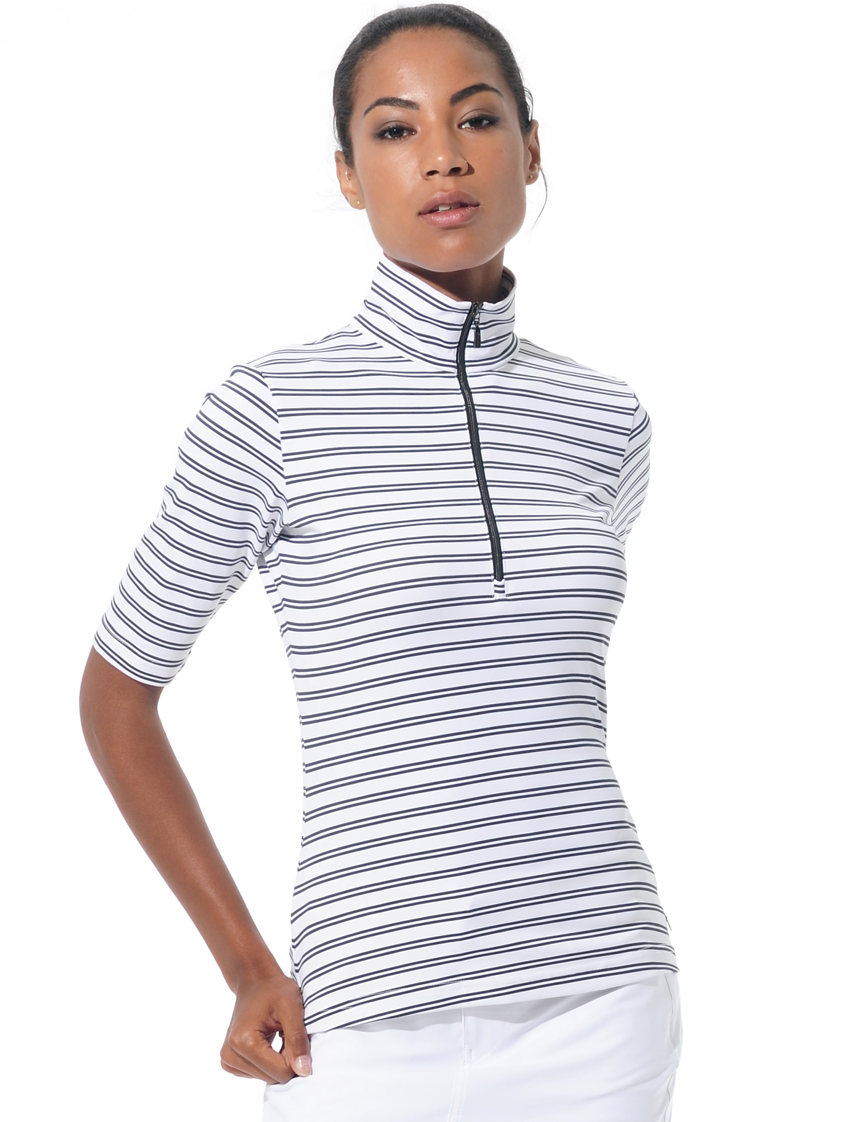 Maritime print polo shirt black/white 