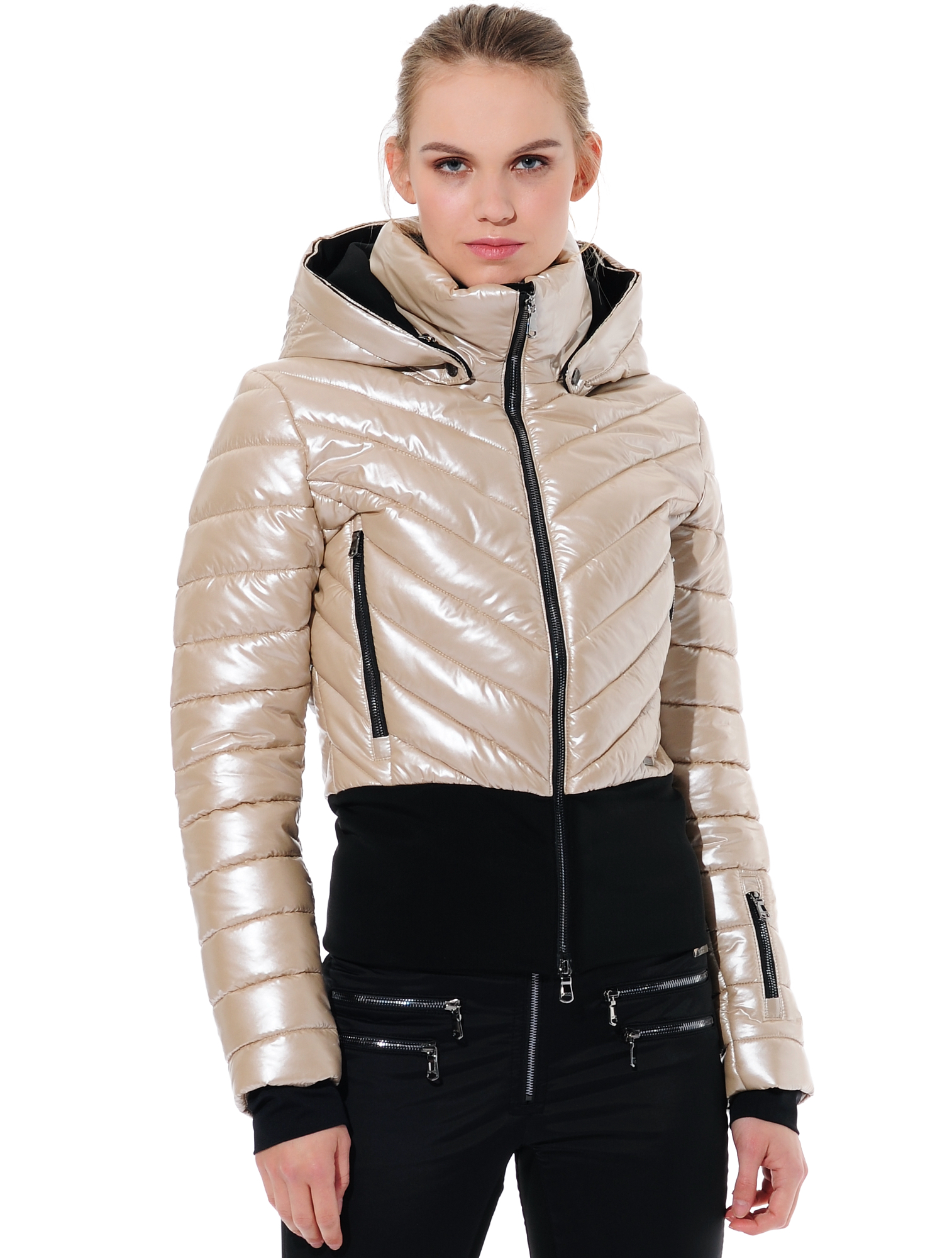 shiny ski jacket platinum 
