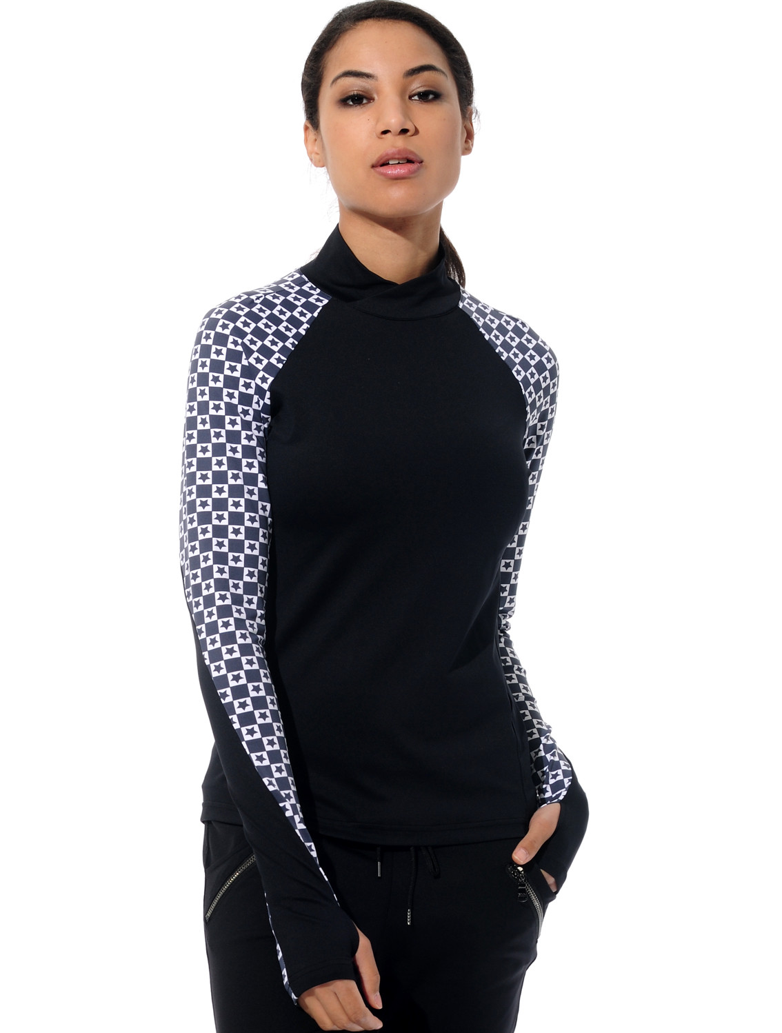 Meryl print longsleeve black/white 