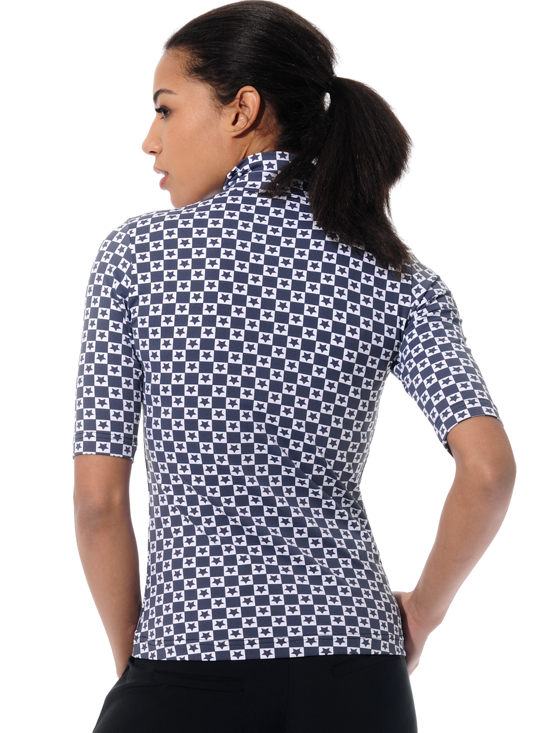 Chessboard Print Polo black/white