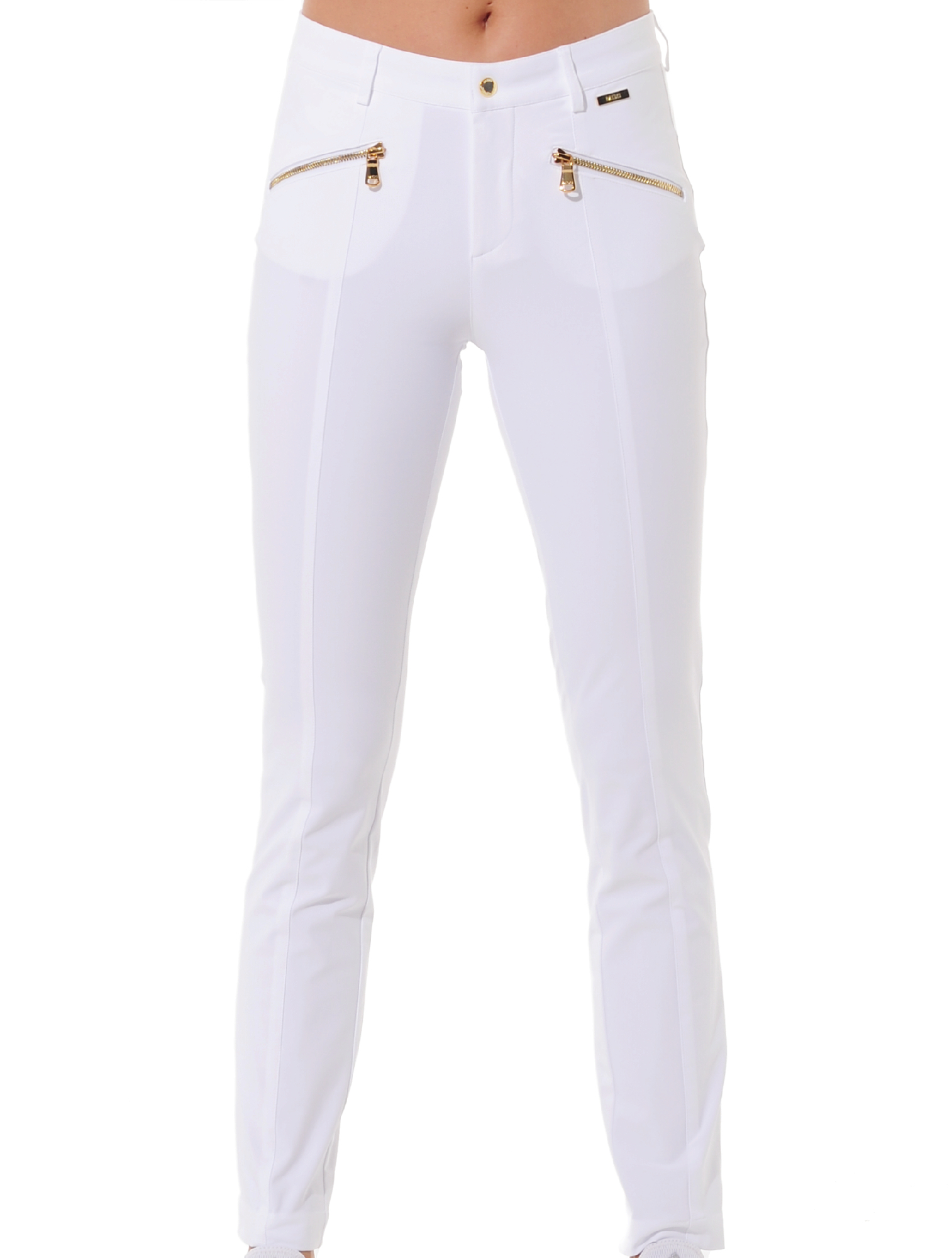 4way Stretch Shiny Gold Curvy Pants white