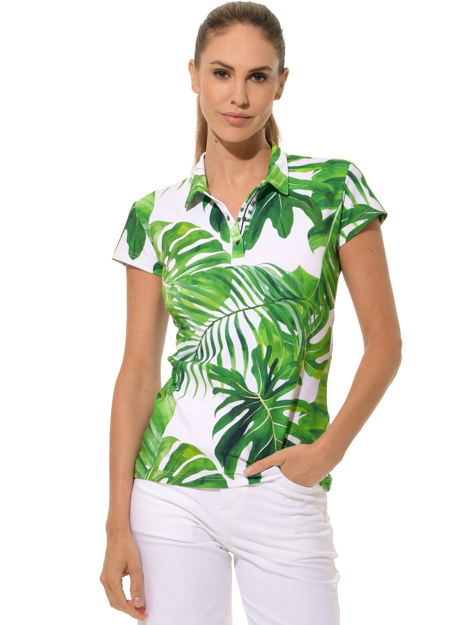 Monstera Print Golf Poloshirt