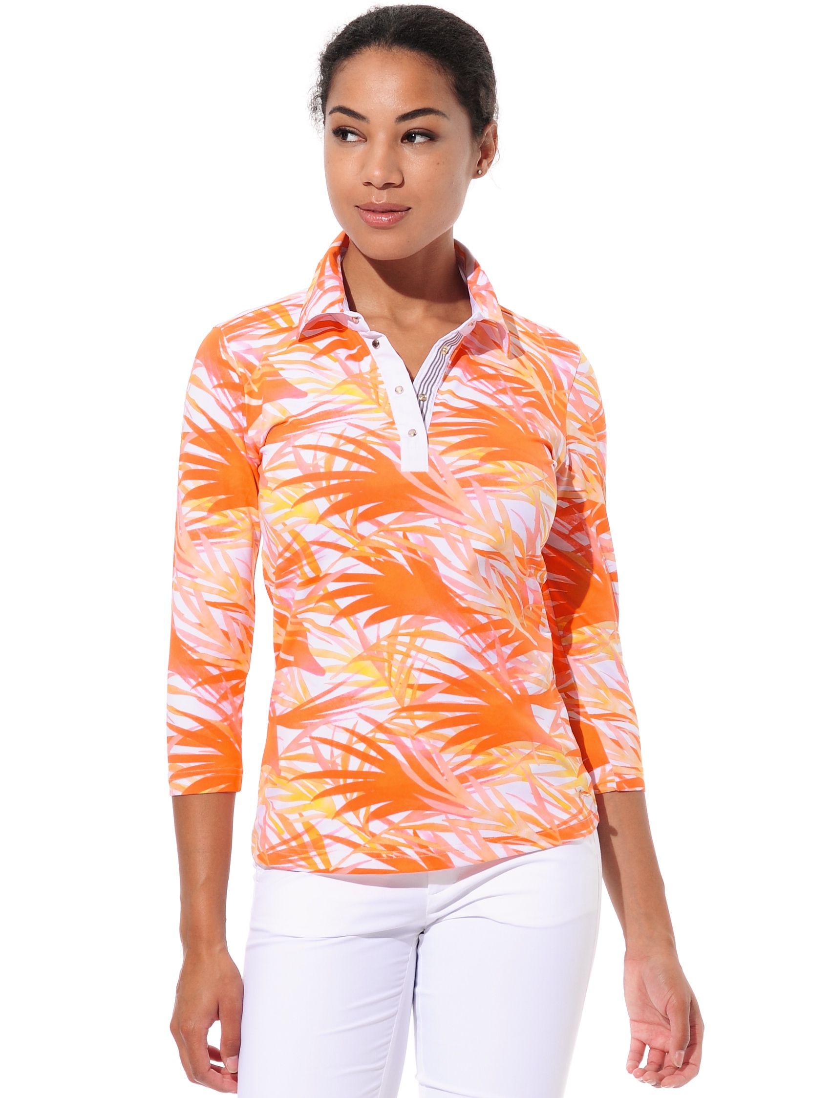 Watercolor Print Polo papaya