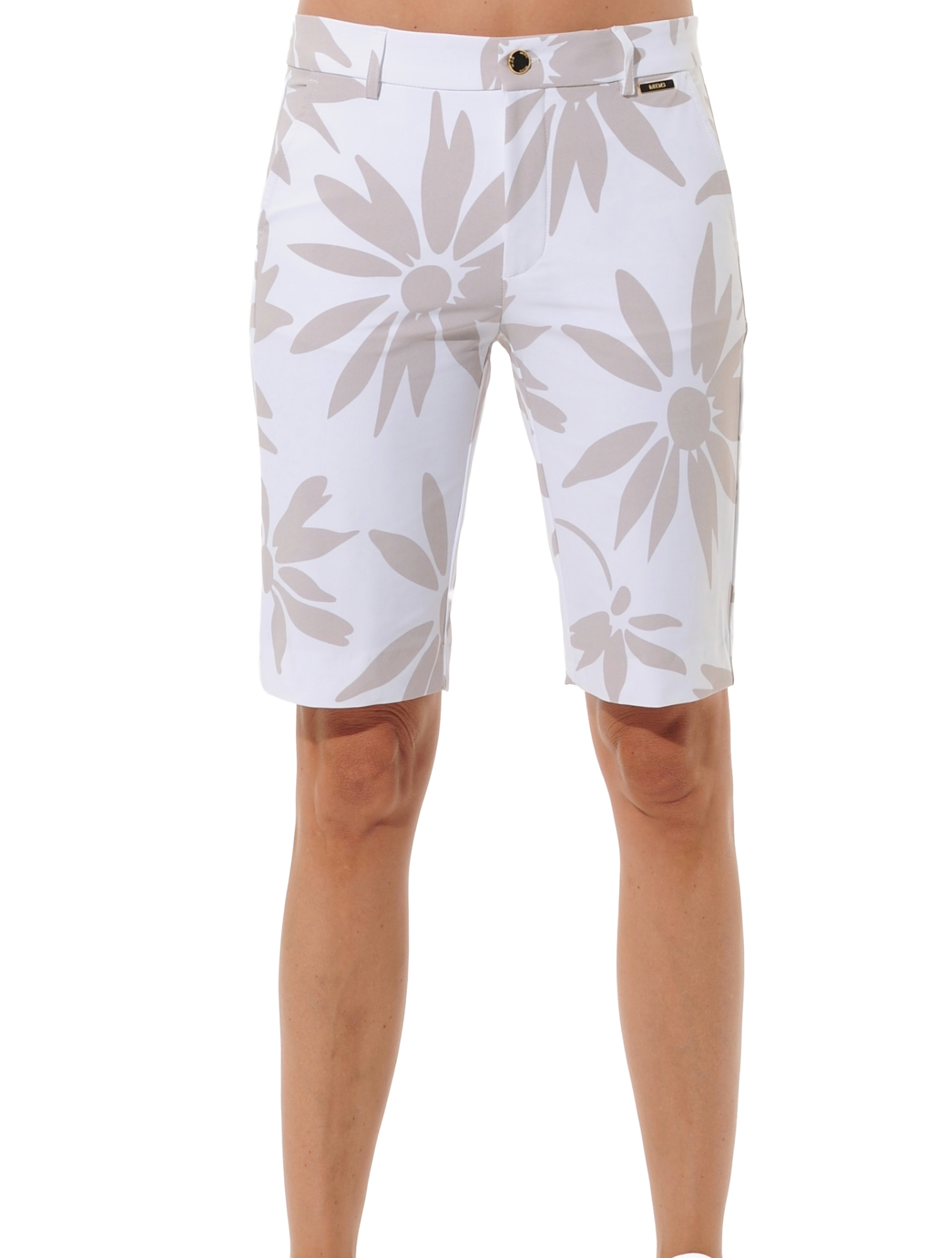 Daisies print golf bermuda shorts light taupe