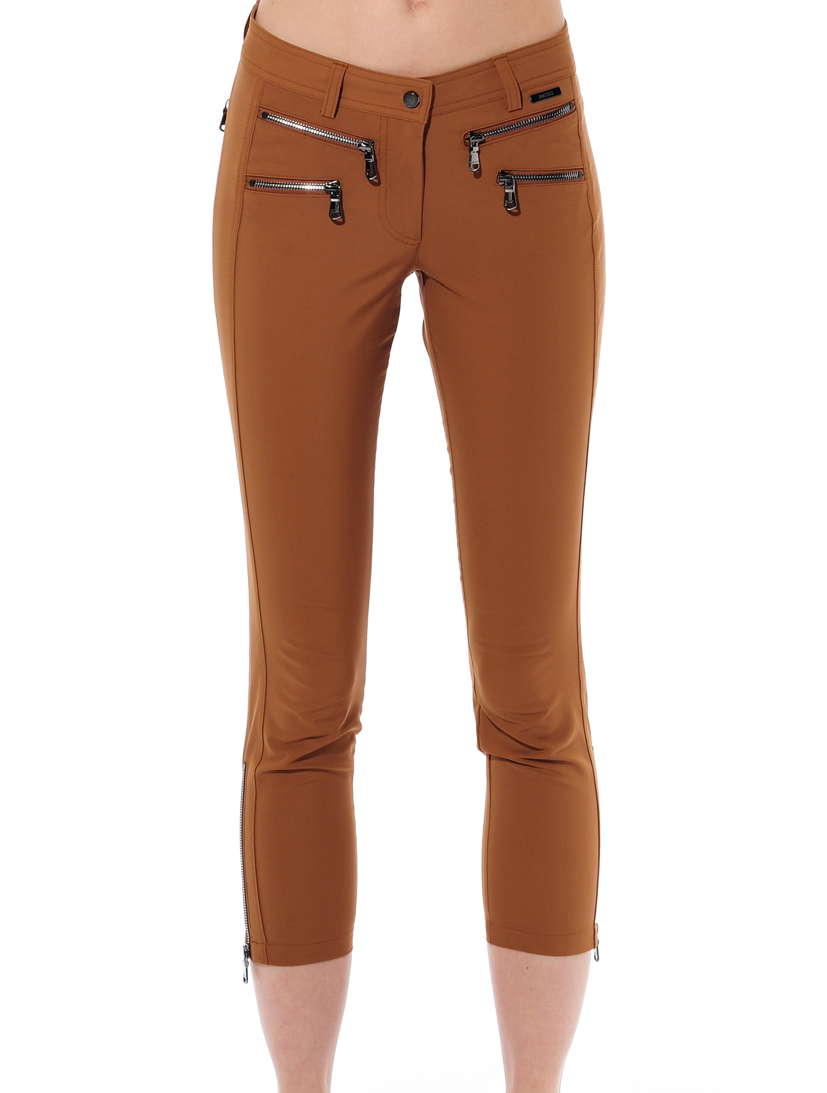 4way stretch double zip cropped pants ocre 