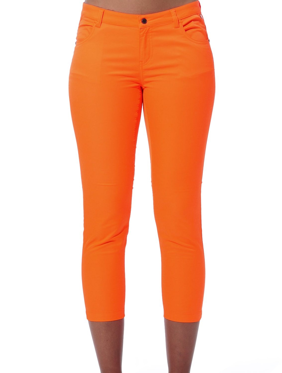 shiny stretch cropped 5pockets neon orange 