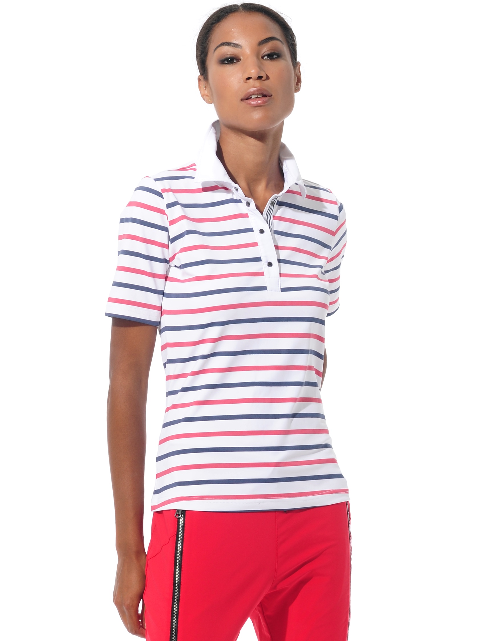 St. Tropez Print Polo red/navy