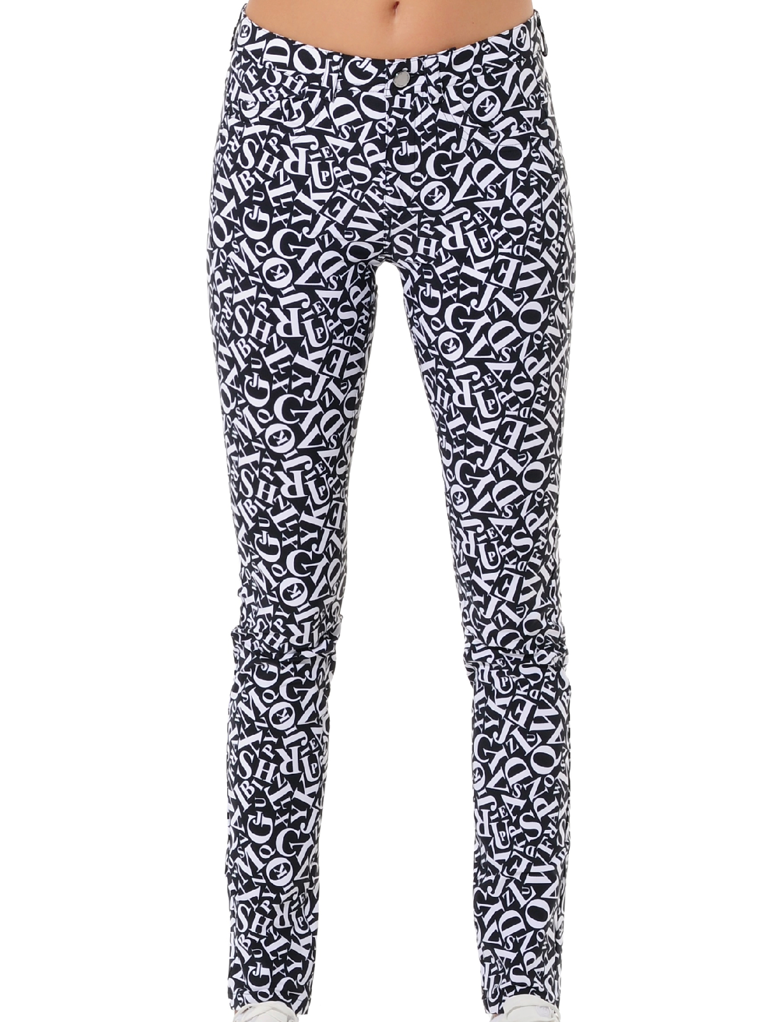 Alphabet Print Skinny Jeans black/white